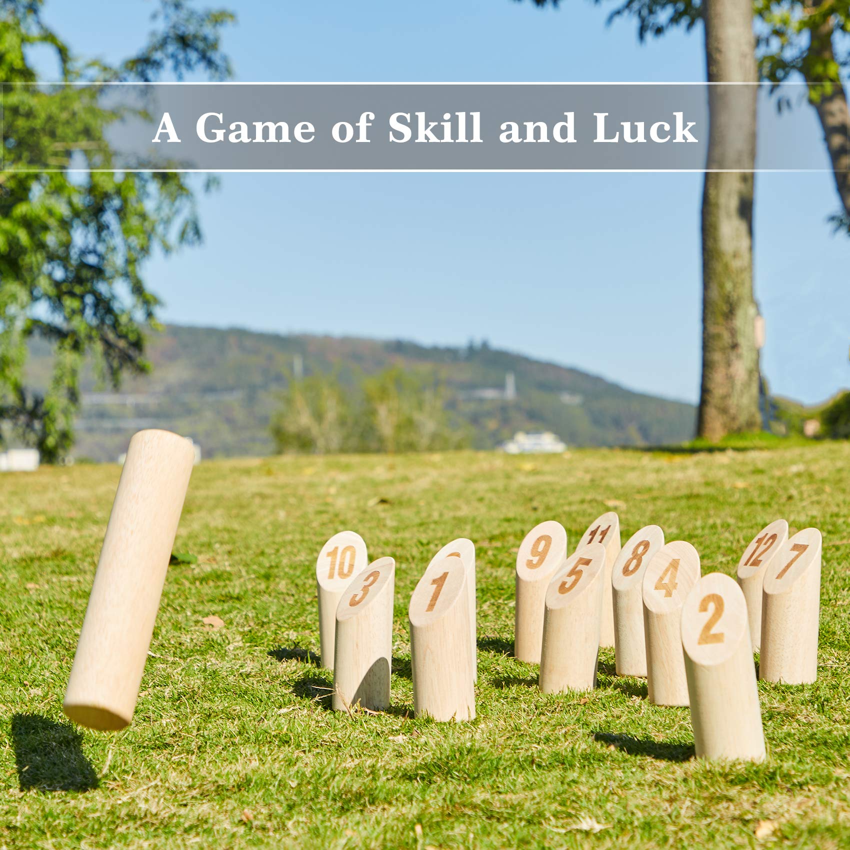 Olsa Wooden Throwing Game Set, Numbered Block Tossing Game with