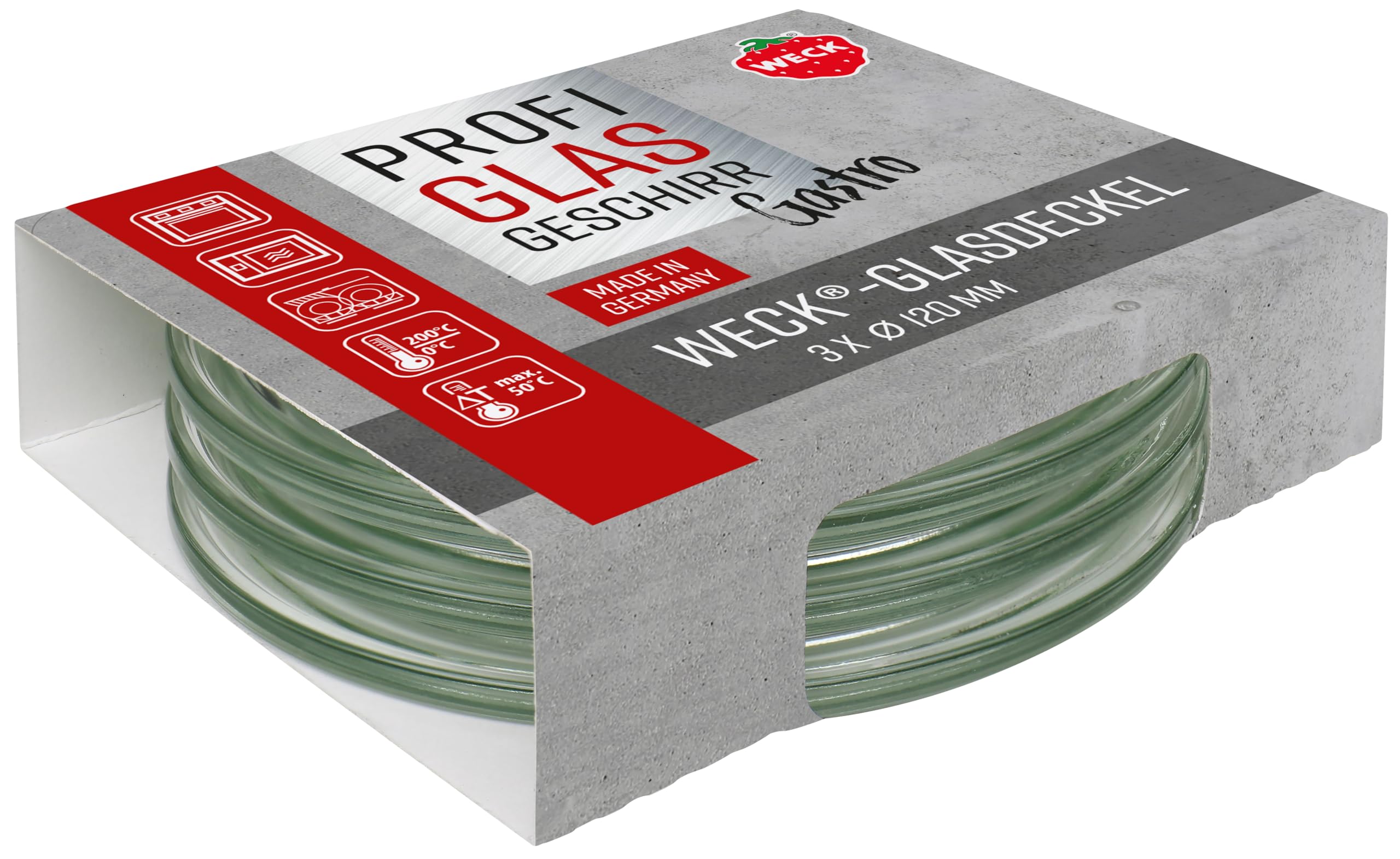 Juego De 3 Tapas Weck Gastropack De 120 Mm - Para Tarros De Conservas, Aptas Horno Y Lavavajillas