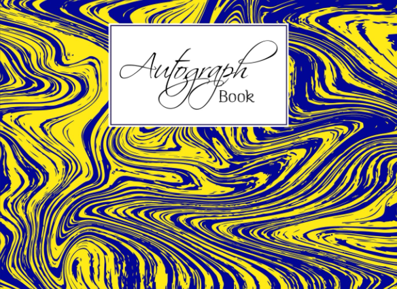 Autograph Book: Premium Yellow Blue Marble Cover | Signatures Blank Scrapbook, Memorabilia Album Gift, Keepsake Memory Book, Size 8.25" x 6" By