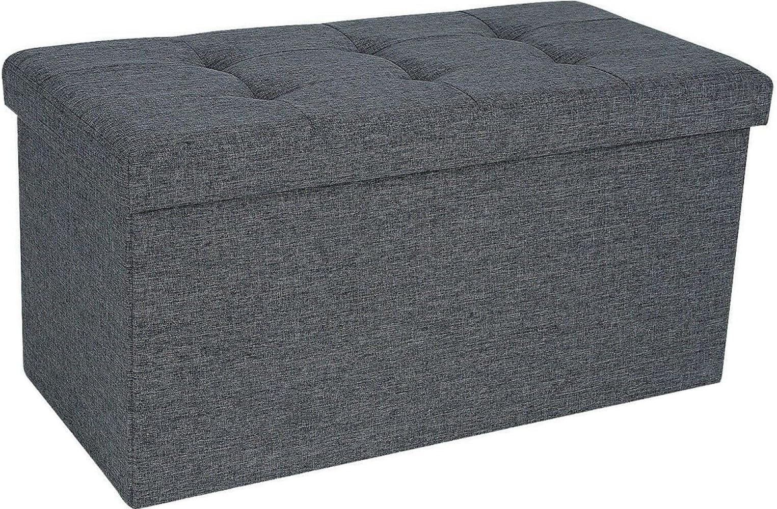 iropro Dark Grey Ottoman Storage Box Large Seat Footstool Storage Boxes