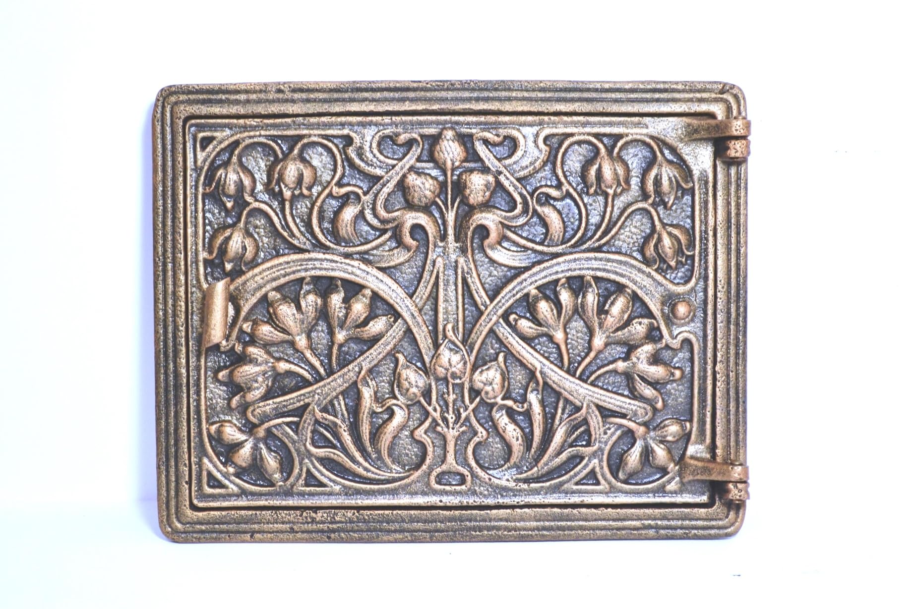 SEZAM Puerta de revisión maciza para estufas de hierro fundido, 31,2 x 2,5 x 24,5 cm, puerta de chimenea – Puerta de desalojo – para hornos, hornos de fuego y chimeneas – pintura dorada