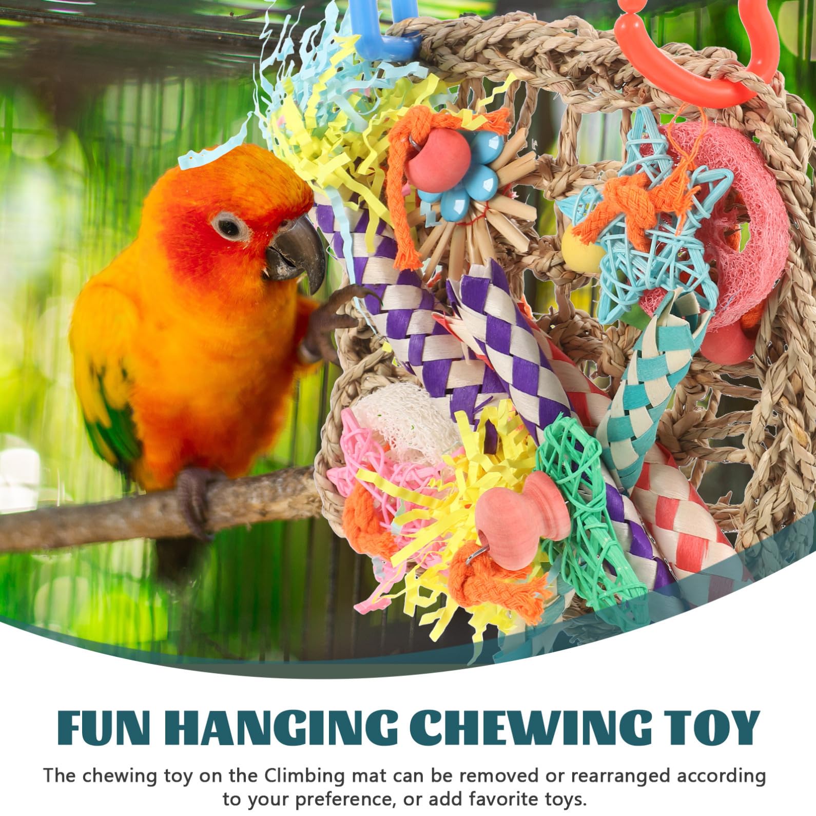 Happyyami 3stücke Vogelspielzeug Für Papageien Woven Foraging Mat Mit Kletteroption Für Kletter Und Spielspaß Sicheres Naturmaterial Für Vögel Dekorative Vogelhänge Für Käfige