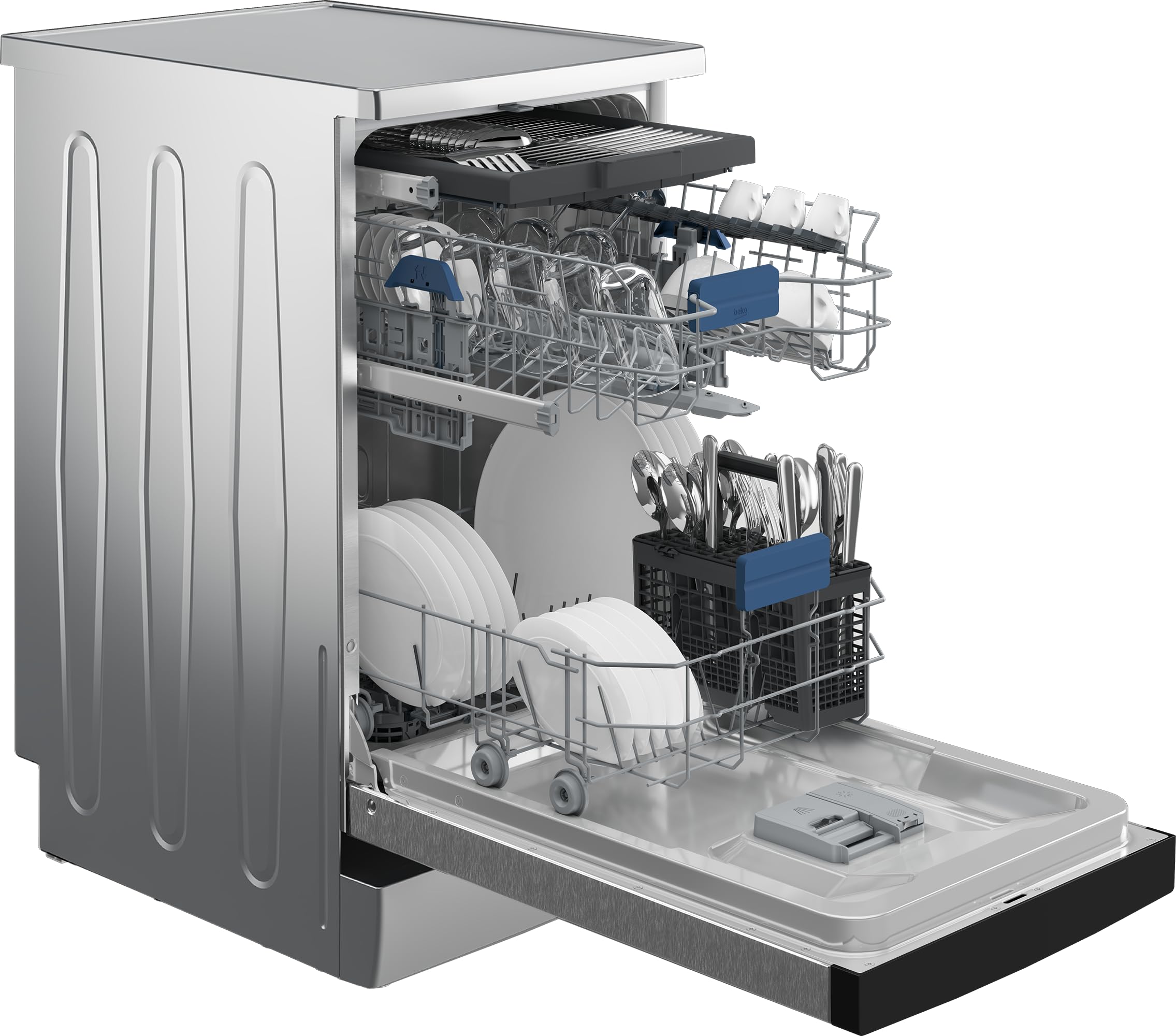 Beko BDFS26040XQ bPRO 500 Geschirrspüler 45 cm freistehend unterbaufähig 10 Maßgedecke Edelstahllook