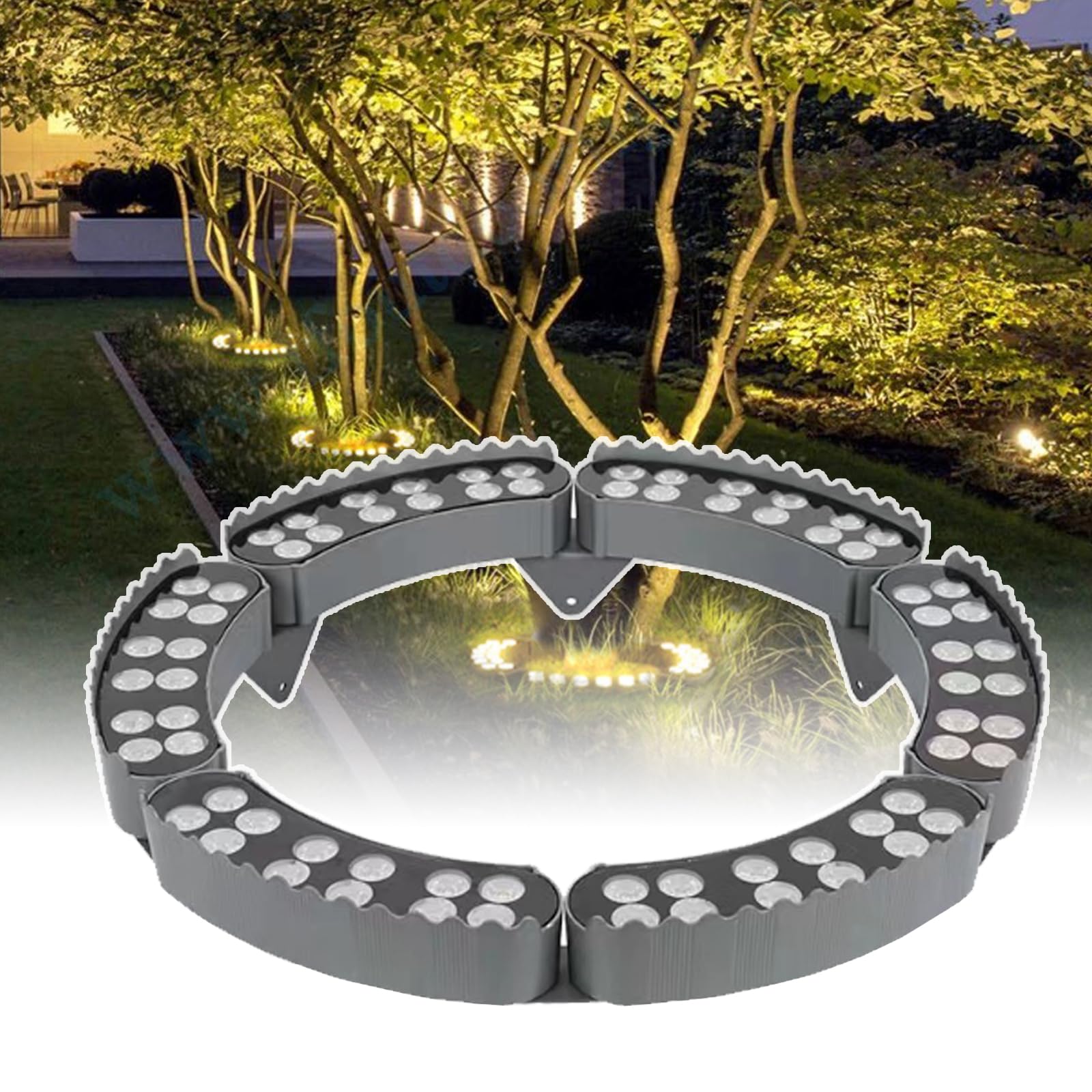Luci ad anello per esterni, Luci per alberi da giardino (Illuminazione soffusa), 7 colori + Creare diverse atmosfere, Alluminio pressofuso/Irrompibile, Protezione per ogni condizione atmosferica, 6
