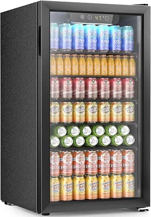 Electactic Mini Fridge 130 Can Beverage Refrigerator Cooler, 3.1 Cu.Ft Drink Fridge for Soda, Wine, Beer, Adjustable Temperature Control, Black