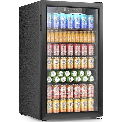 Electactic Mini Fridge 130 Can Beverage Refrigerator Cooler, 3.1 Cu.Ft Drink Fridge for Soda Wine Beer, Adjustable Temperature Control for Home Office, Black