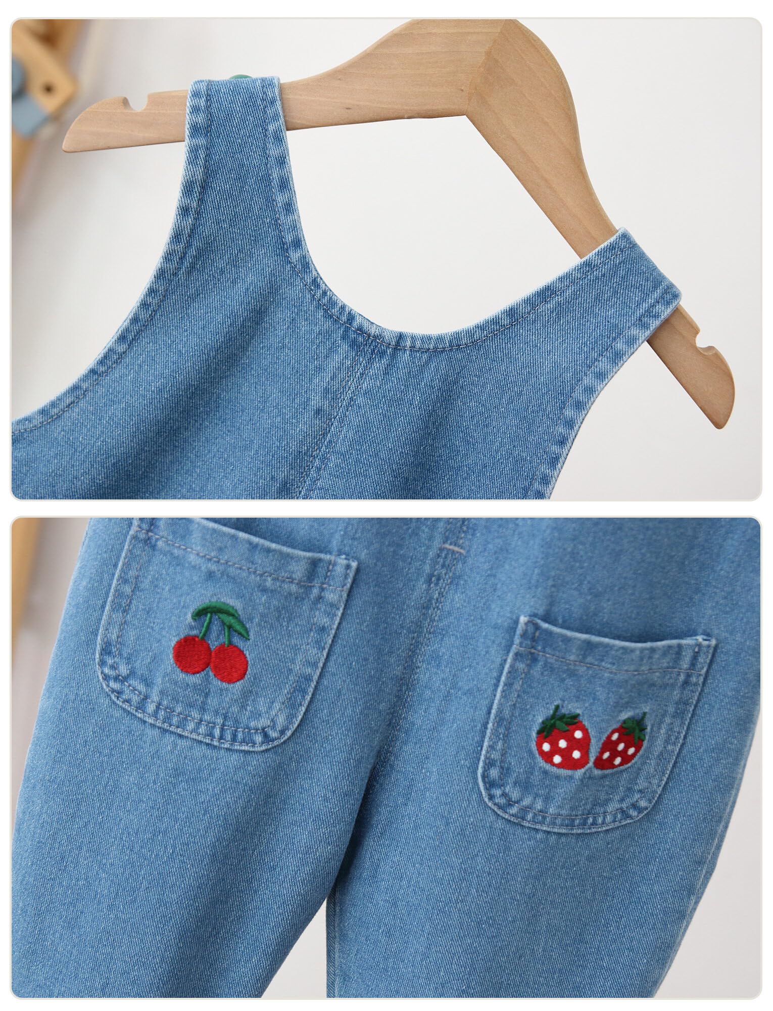 FEOYA Salopette en jean unisexe pour bébé garçon et fille - Combinaison avec poche - Combinaison pour enfant en bas âge - En coton doux - Salopette ample - Pantalon mignon en denim - 9 mois - 5 ans