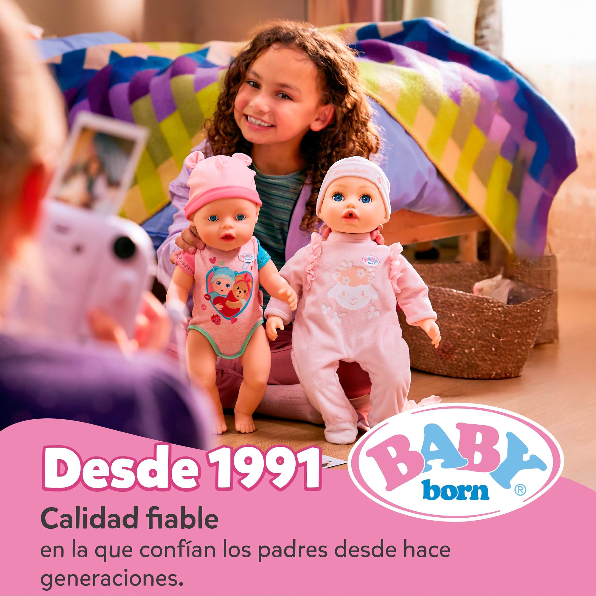 BABY born Bicicleta con Lucky, Bicicleta para muñecas con Cesta, Manillar y Pegatinas