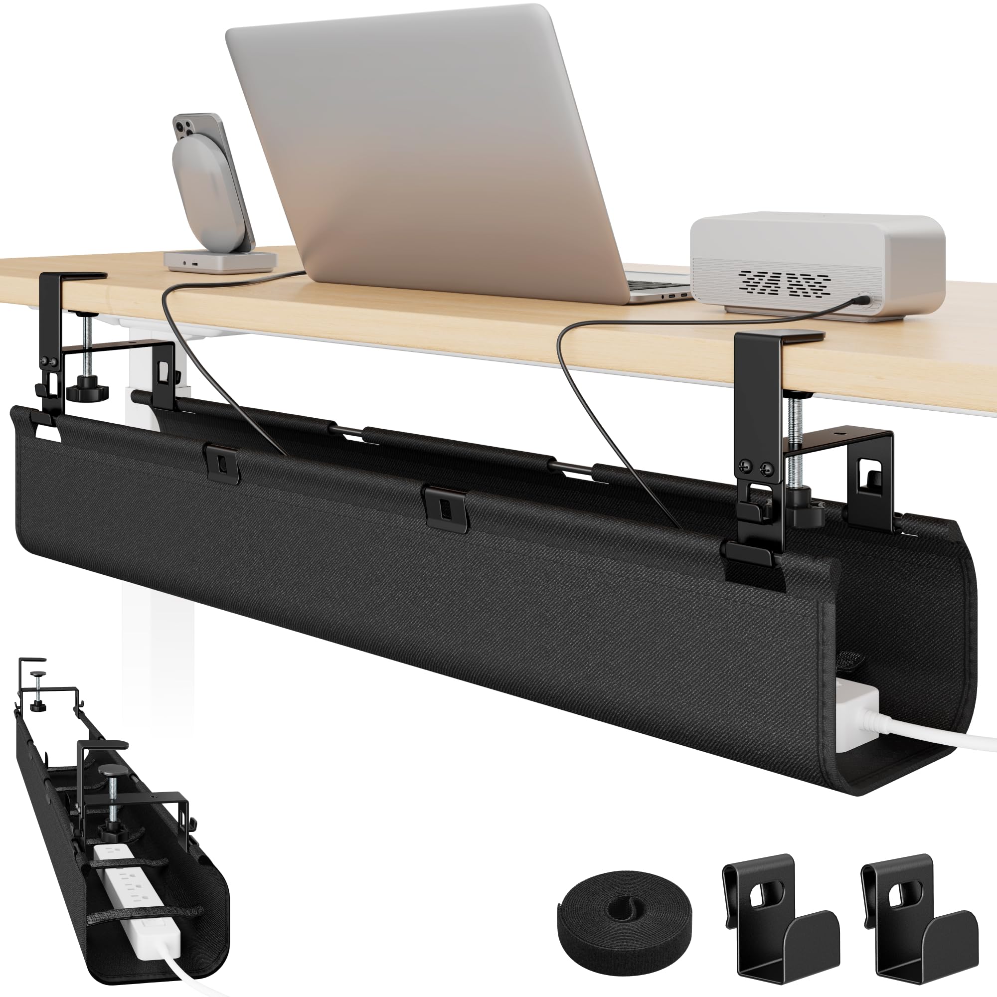 No Drill Under Desk Cable Management Tray