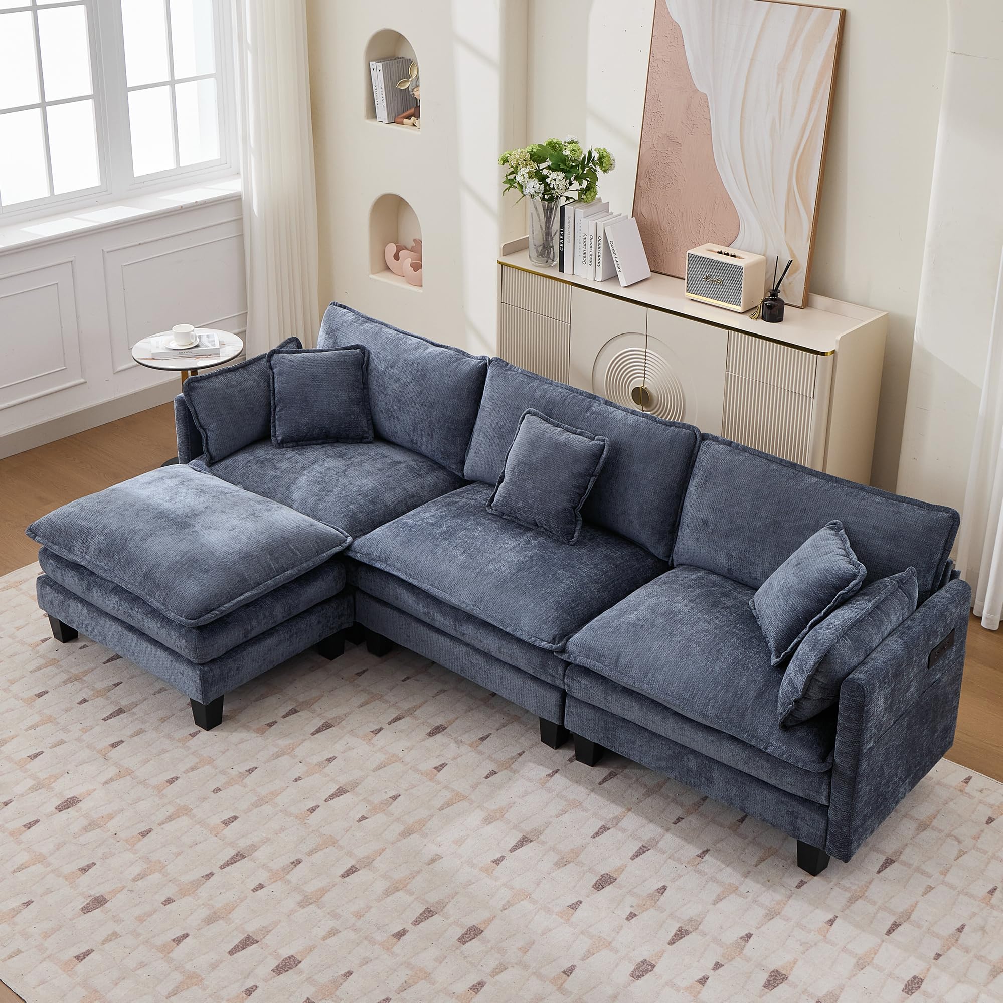 Opiesit Modular Sectional Sofa with Movable Ottoman