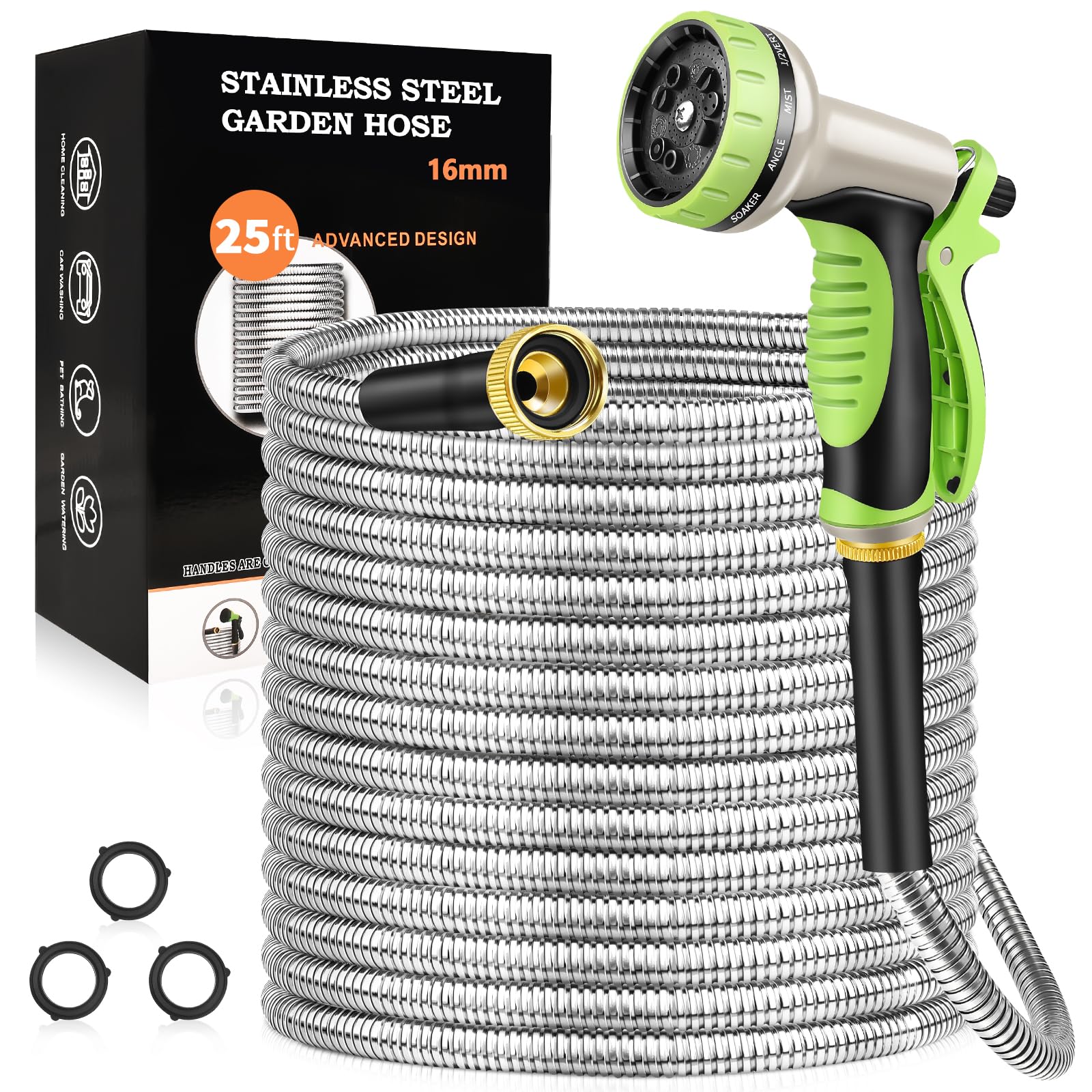 GOXAWEE Garden Hose 25FT, Stainless Steel