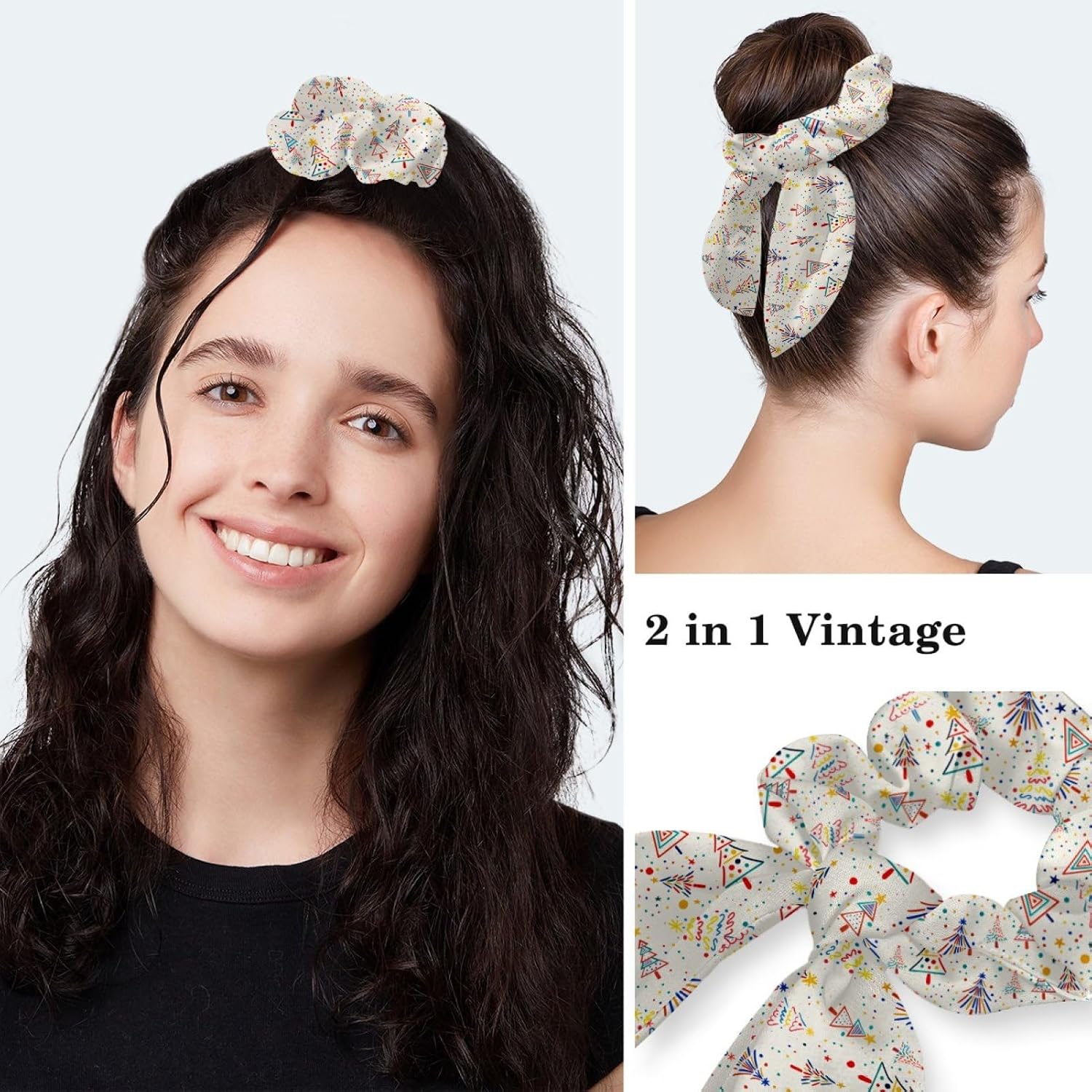 Scrub Caps Women Ponytail, Holiday Surgical Cap with Bouffant Scrunchie