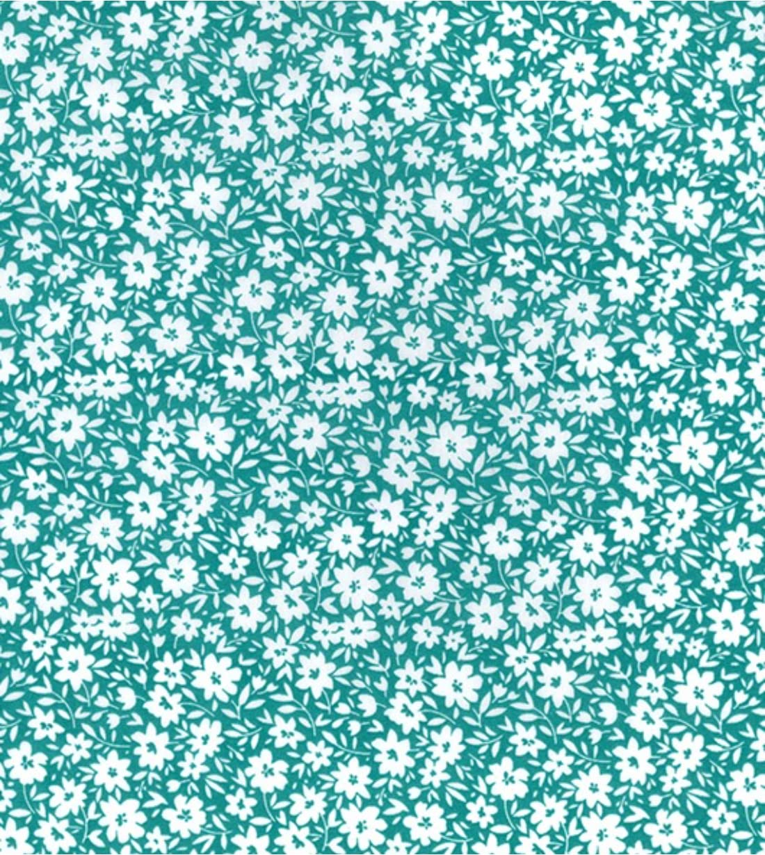 Printed Polycotton Craft Fabric Material - Floral Aqua, 1Mtr 110cmx100cm