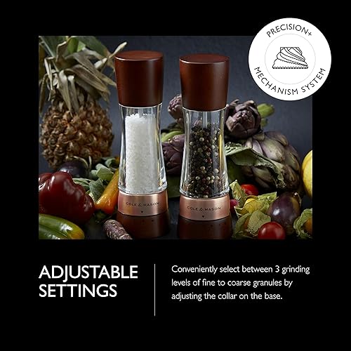 Miniatura 52 de Cole & Mason Derwent - Molinillo de pimienta de precisión gourmet, herramientas recargables para condimentos y especias, ajustes ajustables de Oro