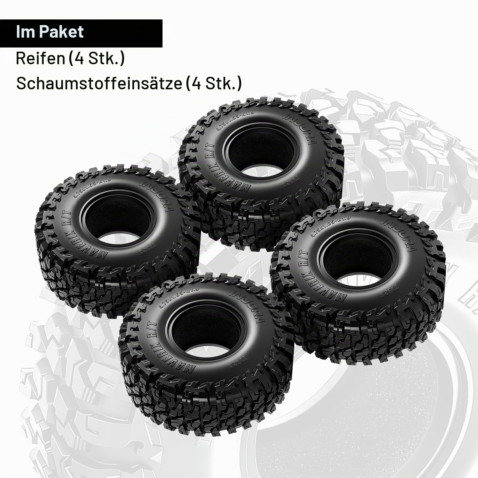 INJORA 1,9" Reifen MAVERIX R/T-Reifen 120 * 42 mm für TRX4 SCX10 1/10 RC Crawler Upgrade (T1925)