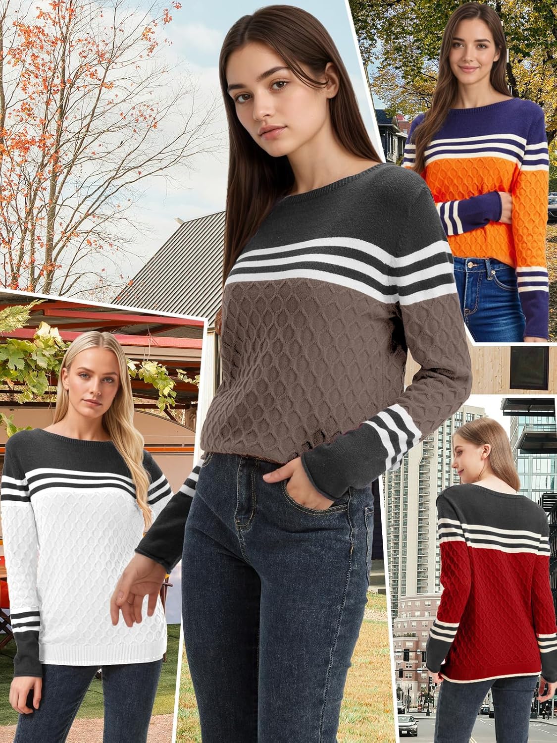 Womens Sweaters Fall 2026 Fashion Boho Trendy Lightweight Pullover Crew Long Sleeve Cute Tops for Women Winter Outfits - Image 5