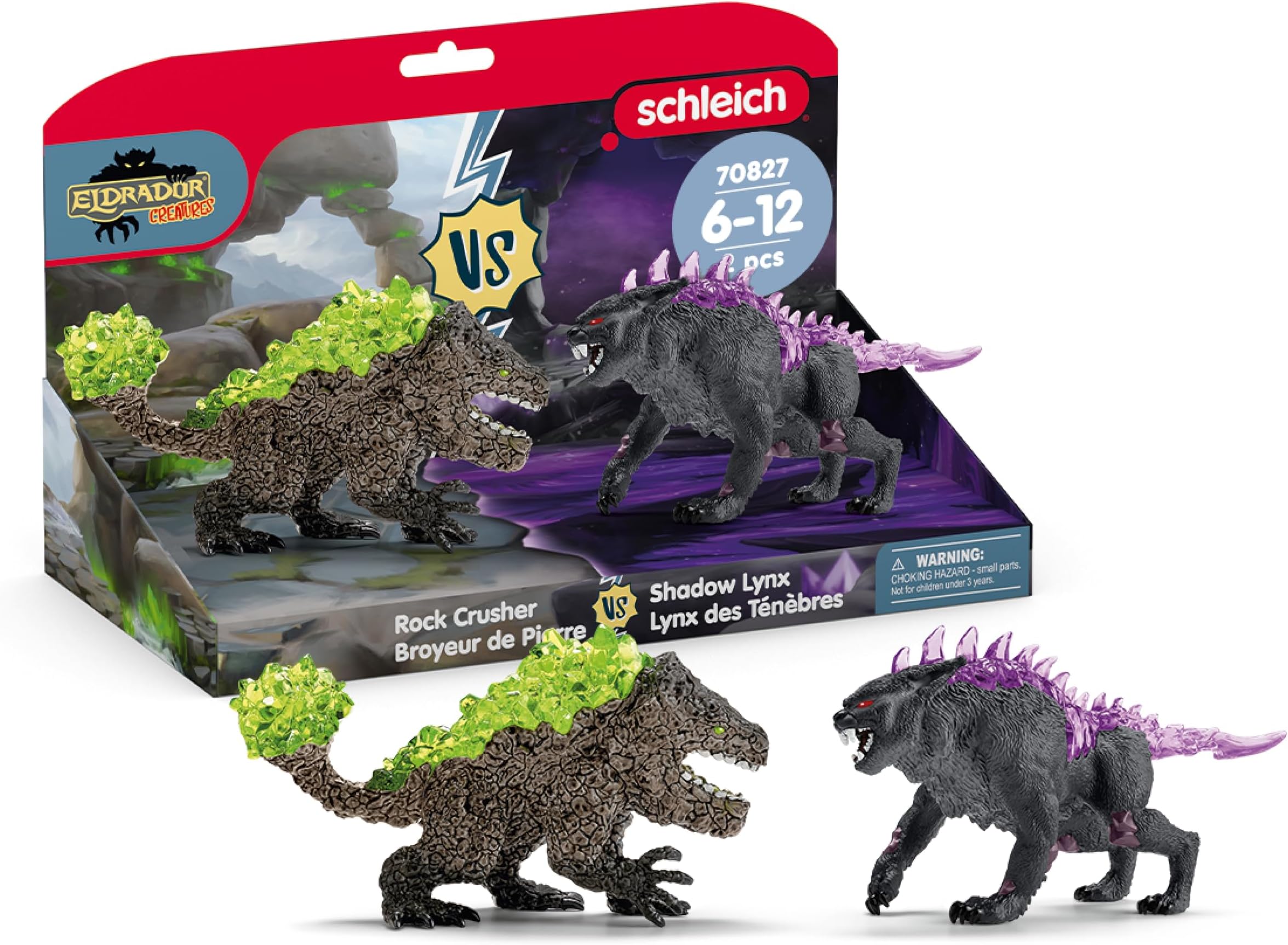 SCHLEICH 70827 Shadow Lynx vs. Rock Crusher, from 7 years ELDRADOR CREATURES - Figurine, 31 x 16 x 18 cm