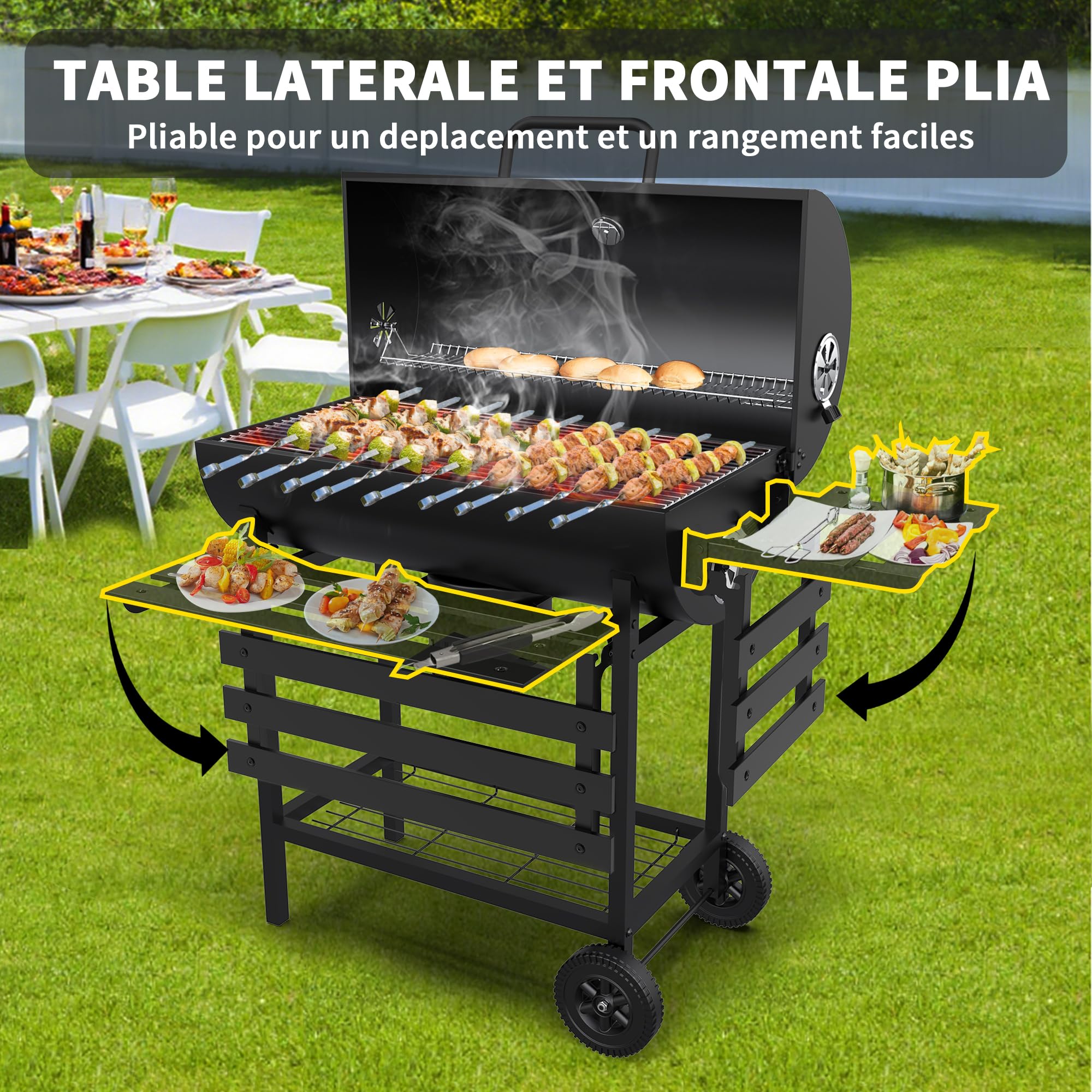 Dewinner XXL Charcoal Barbecue with Adjustable Vent and Anti-Burn Gloves