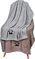 Dogvingpk Super Absorbent Microfiber Dog Towels - Pack of 2 (36x28", Grey & Brown) for Small/Medium Pets Bath Grooming