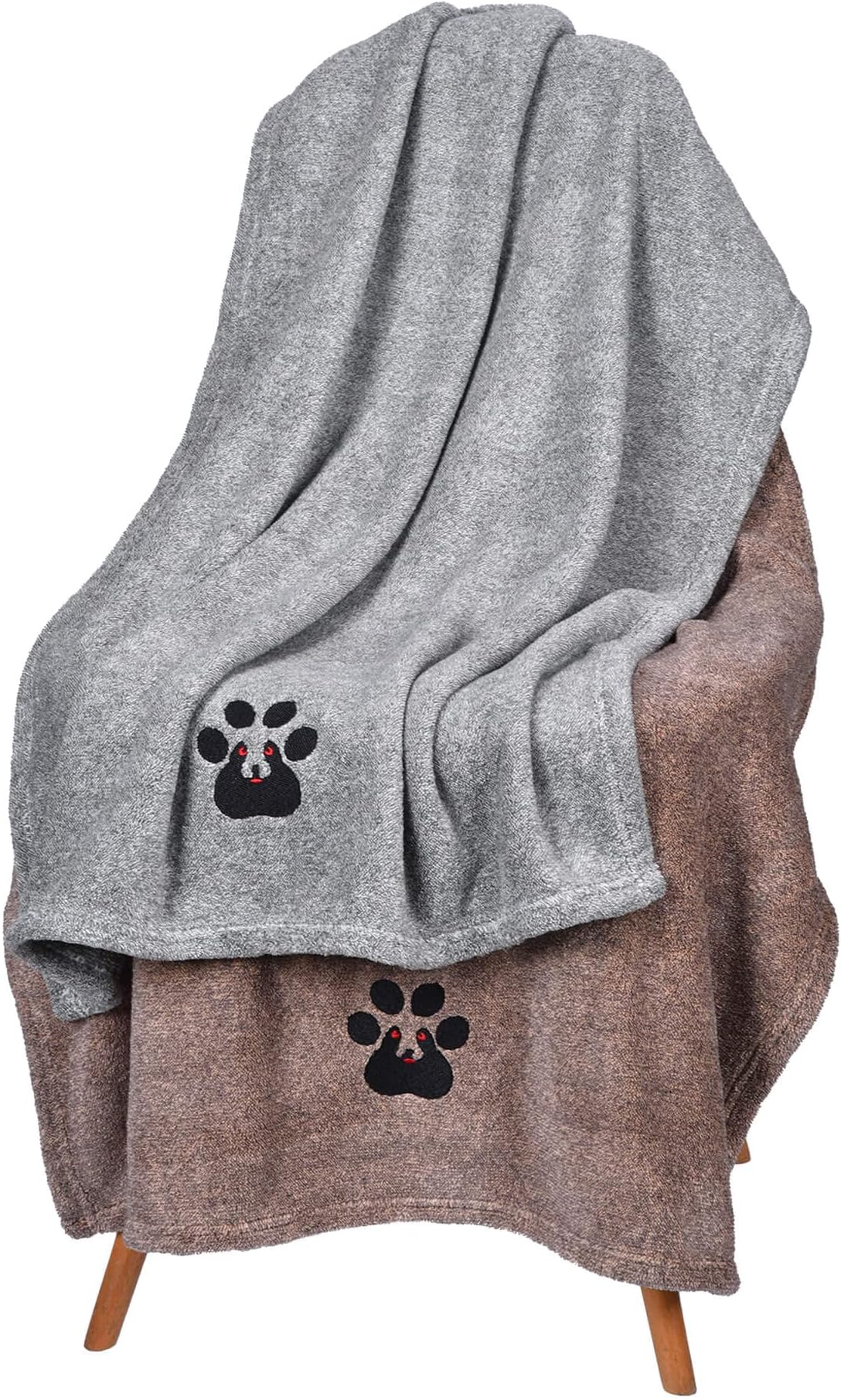 Dogvingpk Dog Towel - Pack of 2 - Super Absorbent Soft Microfiber Pet Bath Grooming Towels for Drying Dogs and Other Pets (M-36" * 28", Grey and Brown)