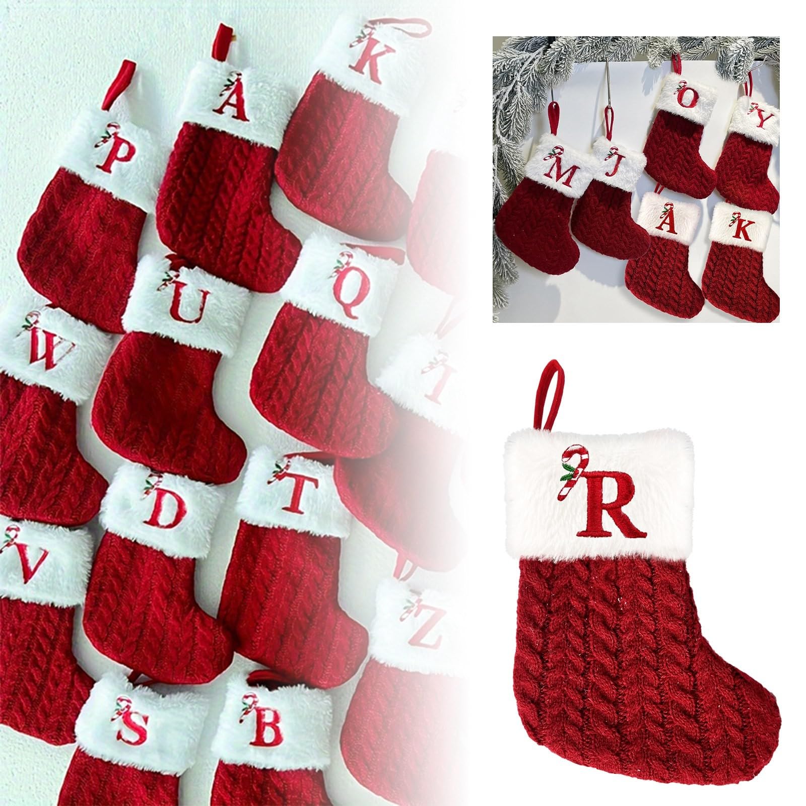 Chaussette De Noël Personnalisée Avec Lettre Brodée - Bas Scintillant Pour Le Sapin Ou La Cheminée, Idéal Pour Les Cadeaux Et Les Friandises