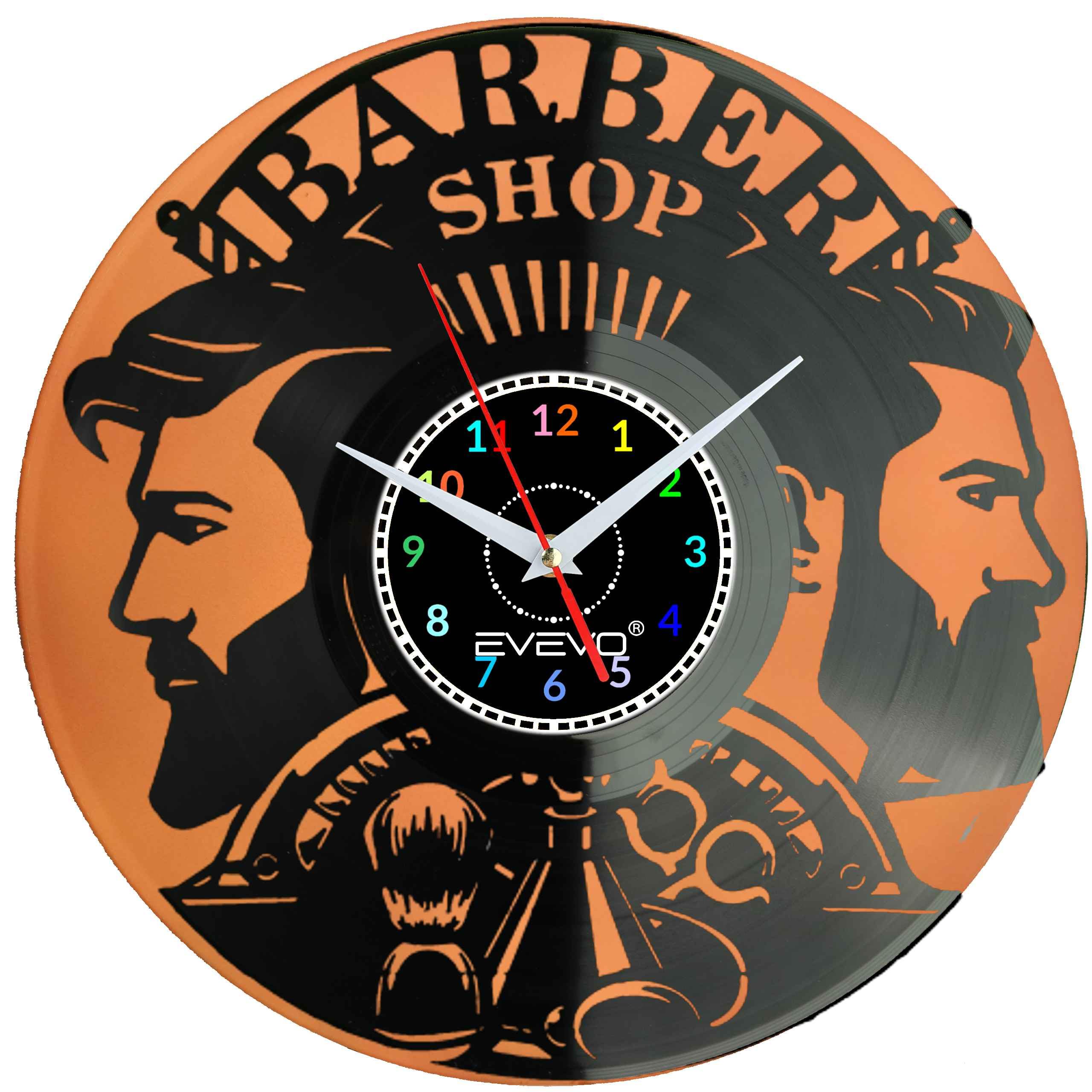 BARBER SHOP GOLIBRODA ZAKLAD ZEGAR ŚCIENNY FLUORESCENCYJNE TŁO PŁYTA WINYLOWA PREZENT UPOMINEK URODZINY EVEVO F0006