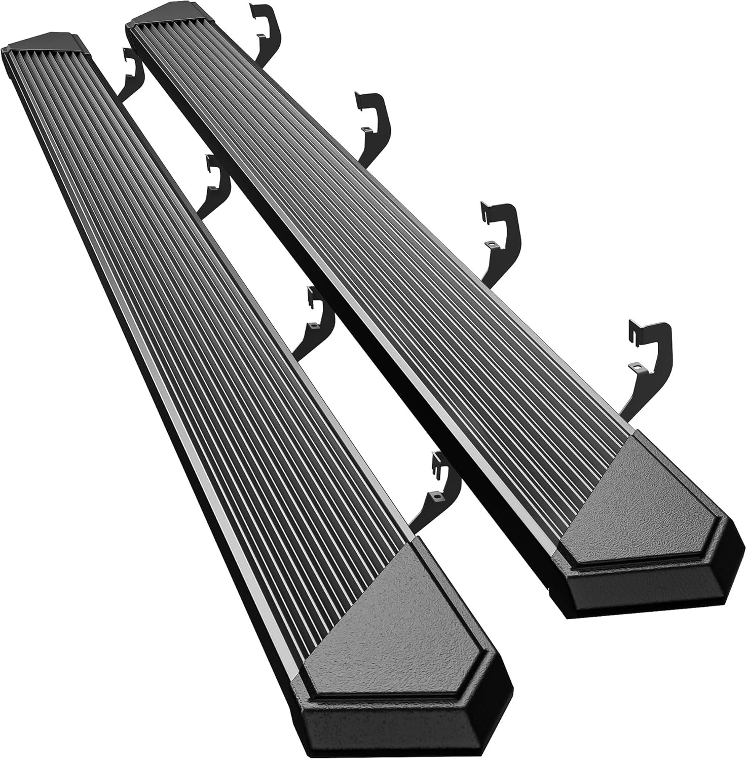 AUTOSAVER88 Running Boards Compatible with 2007-2018 Chevy Silverado/GMC Sierra 1500 Crew Cab, 2007-2019 2500HD 3500HD Crew Cab, Stainless Steel Side Steps, Black Steps Bars Nerf Bar Rail