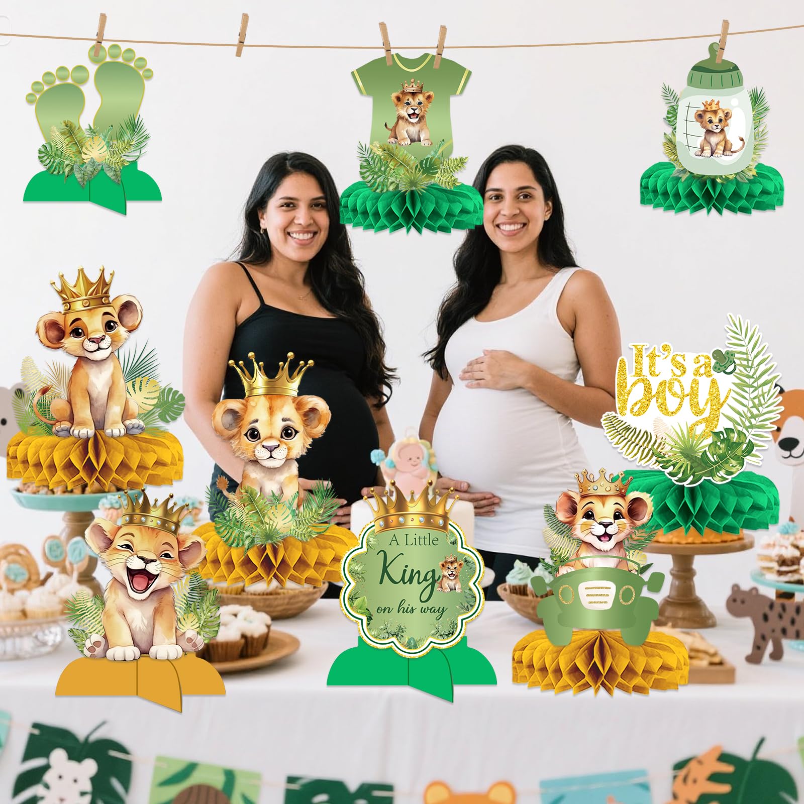 9 decorazioni per baby shower a tema Re Leone – A Little King Is On His Way Baby Shower Safari centrotavola per tavoli Re Leone Decorazioni rivelano genere