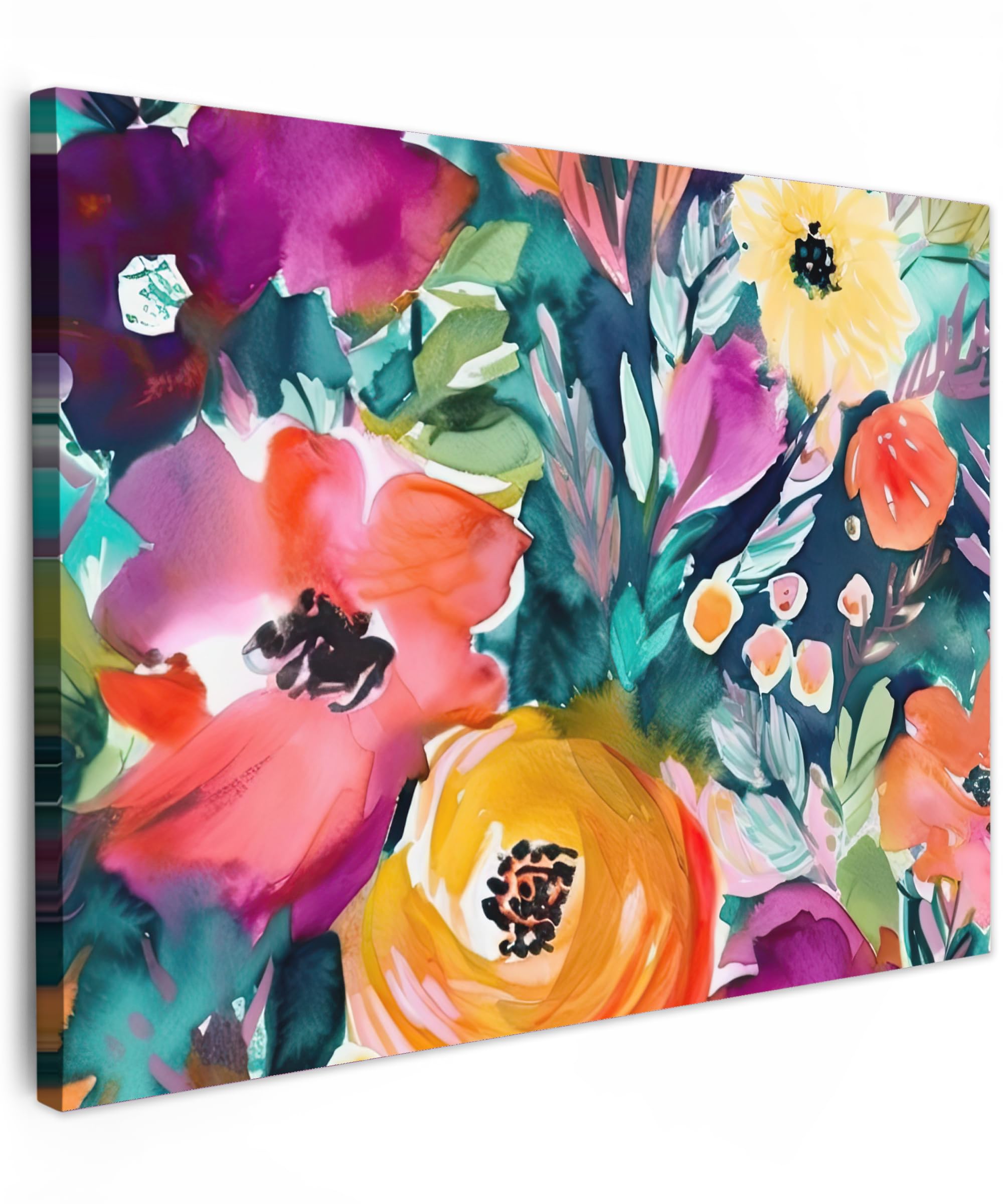 MuchoWow© Canvas Wall Art 31"x24" / 80x60 cm Decor Hanging Pictures for Living Room Canvus Artwork Deco Walls Flowers - Oil colour - Art - Nature — image 1