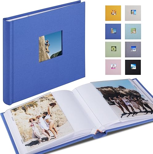 Álbum de fotos de 4 x 6 pulgadas con capacidad para 60 fotos con bolsillos verticales deslizantes, libro de fotos, cubierta de lino, álbumes de