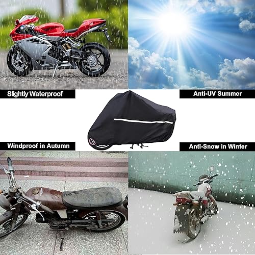 Miniatura 7 de Funda grande para motocicleta, duradera para todas las estaciones, fundas impermeables para scooter con agujeros de bloqueo y bolsa de