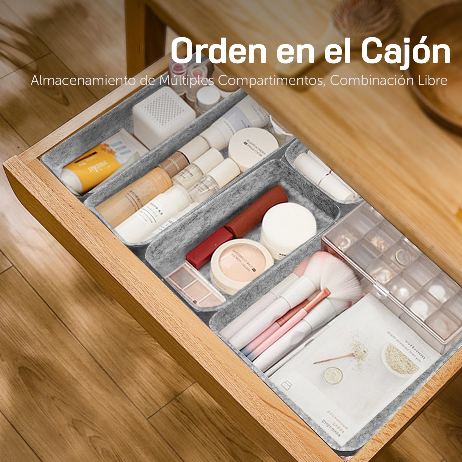 Captainfive organizador de cajones 20 piezas cajas apilables de fieltro para escritorio armario