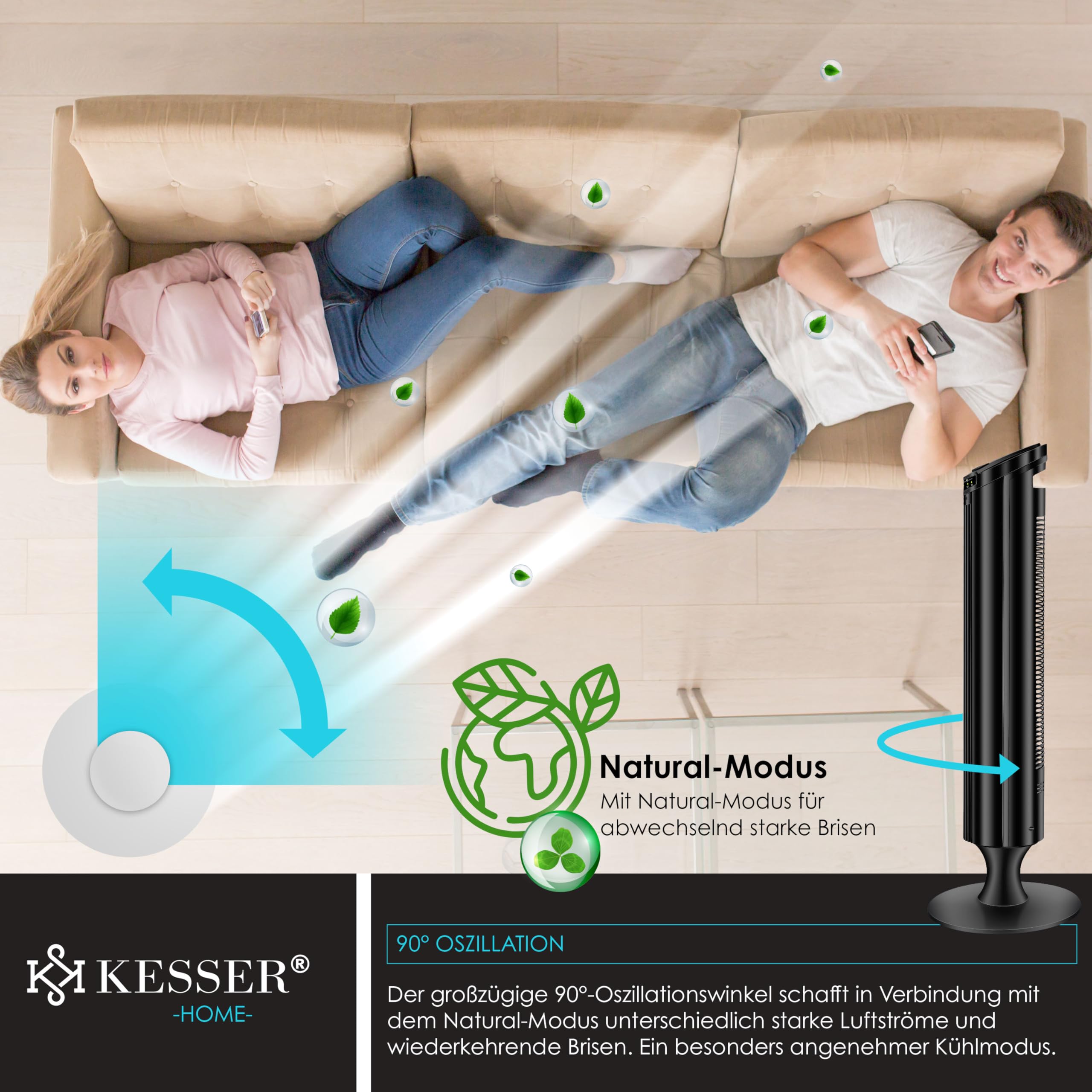 Ventilador Portatil KESSER® Ventilateur De Tour Avec Télécommande | Angle D' Oscillation De 90° | 3 Niveaux | 90 Cm | Fonction Minuterie Et Turbo | Colonne Sur Pied Climatizador Evaporativo Ventilador Portatil KESSER® Ventilateur De Tour Avec Télécommande | Angle D' Oscillation De 90° | 3 Niveaux | 90 Cm | Fonction Minuterie Et Turbo | Colonne Sur Pied Climatizador Evaporativo