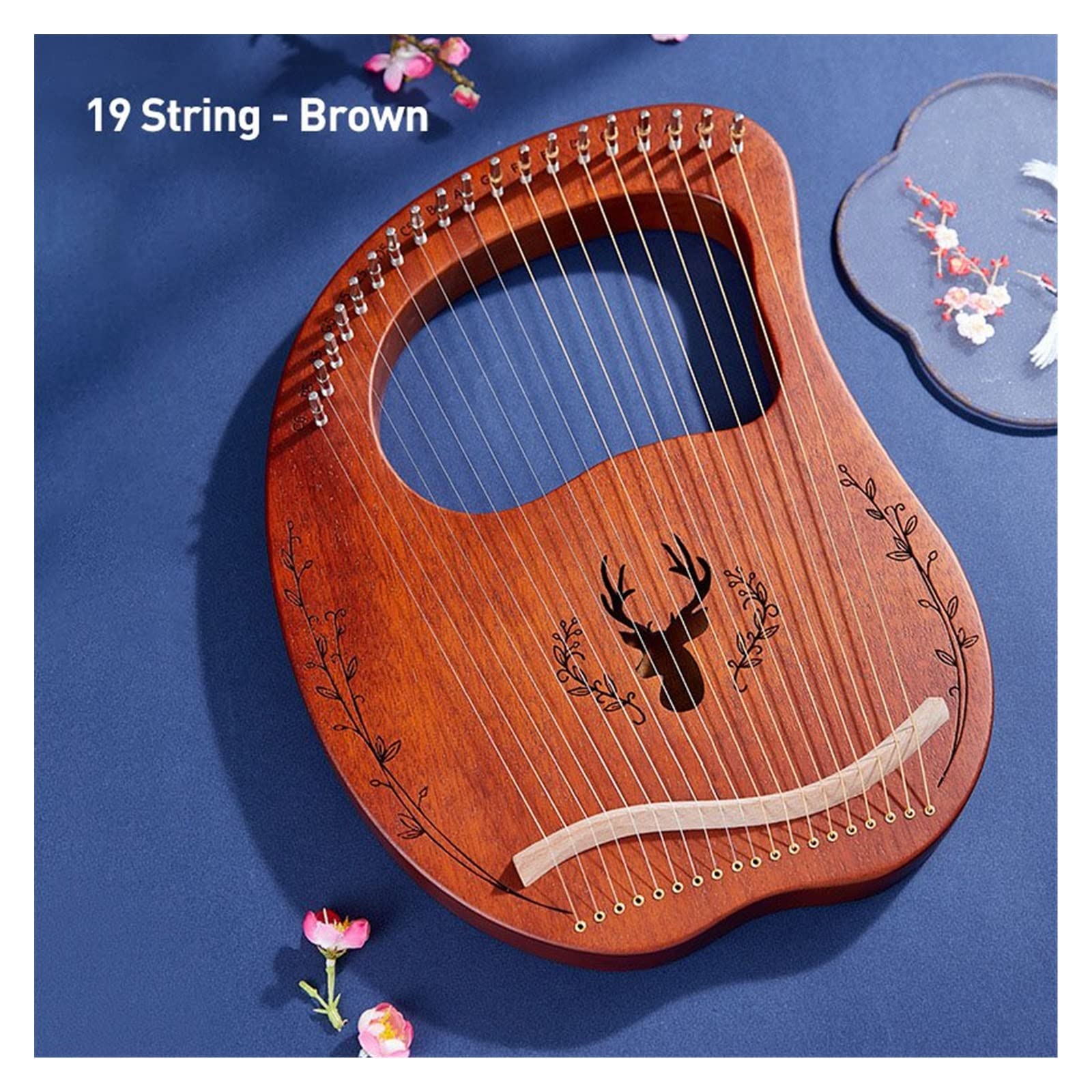 Harfen Kleine Harfe, Leicht Zu Erlernen, Tragbares 19-saitiges Holzleierinstrument Mit Zubehör (Color : 2)