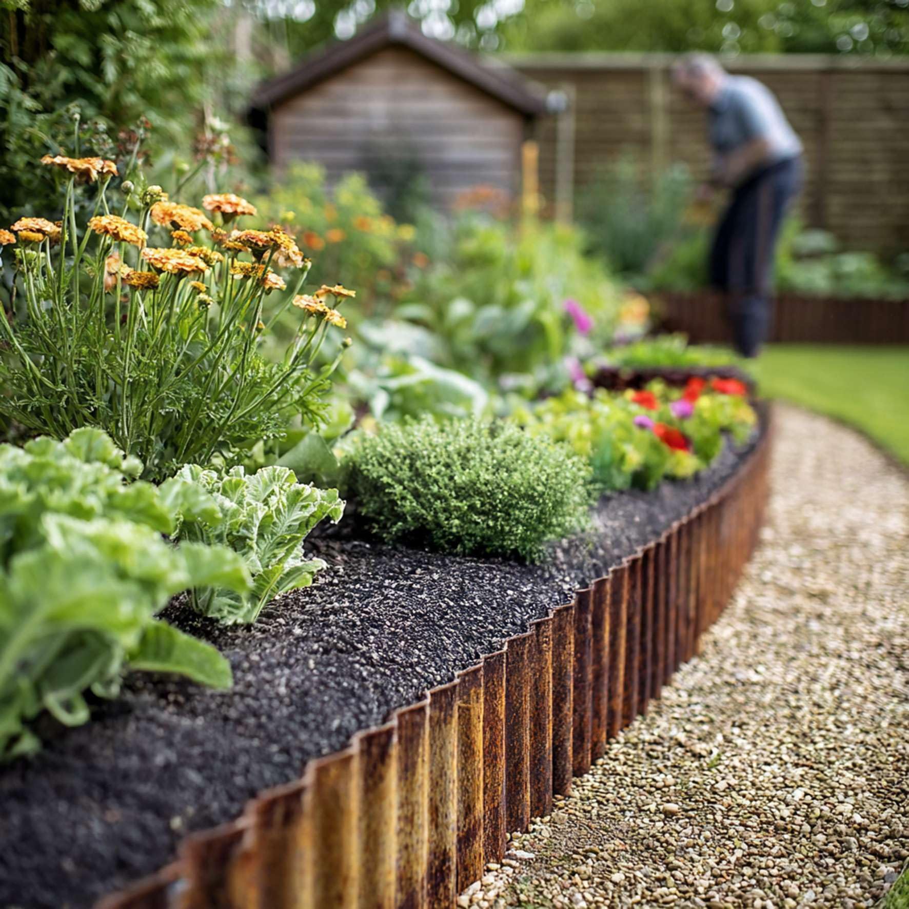 Nicoman Metal Garden Edging Border - Heavy Duty Galvanised Steel Lawn Edging, Flexible DIY Landscape Border for Trees, Flower Beds, and Plants (Rust, 6"x20FT) - Image 3