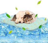 NWK Ice Silk Pet Cooling Mat for Dogs & Cats - 27.5x20 Inch Portable Washable Cooling Blanket for Beds, Cars, Summer Heat Relief (Medium, Green Fruit)