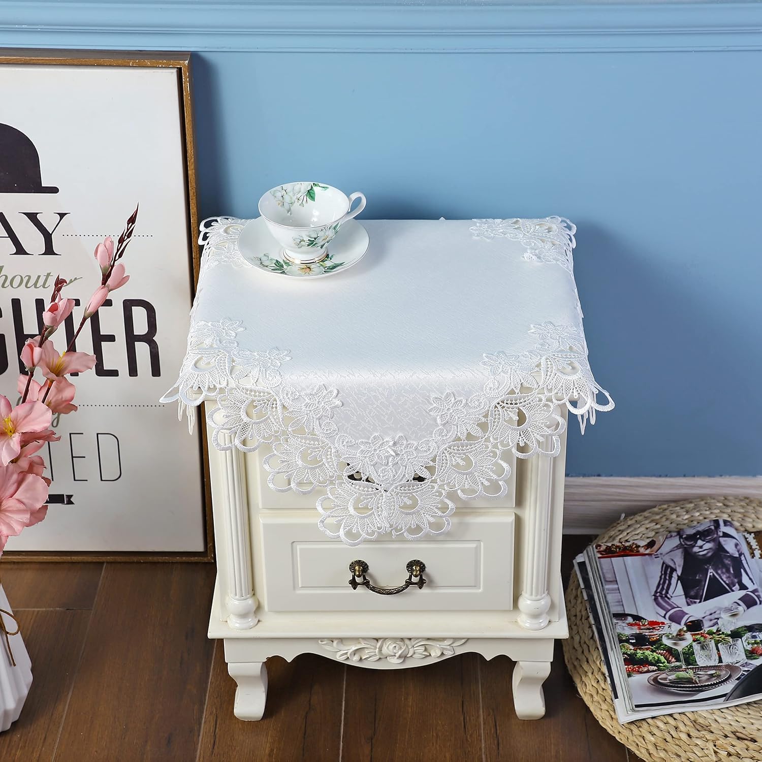 Suреr Bіg Clеаrаnсе! TaiXiuHome White Lace European Style Minimalist Floral Tablecloth Hollow Top Decoration Table Cover