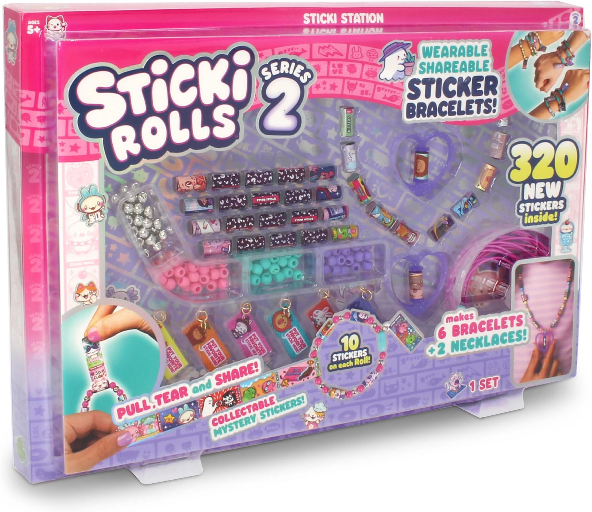 STICKI ROLLS Sky Castle Sticki Station S2, Wearable Shareable Stickers, Ultimate DIY Sticker Jewellery Kit, Bracelets and Necklaces, Petit