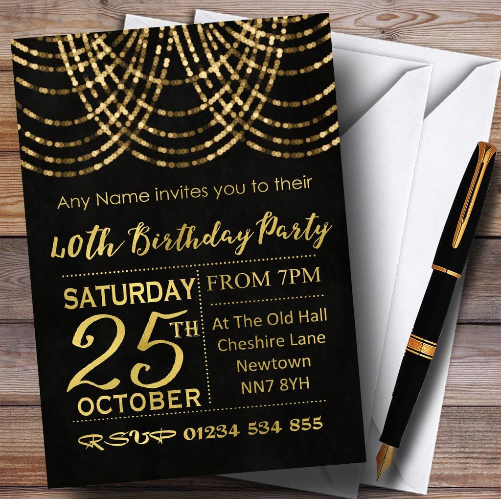 Gold Draped Garland 40th Personalized Birthday Party Invitations