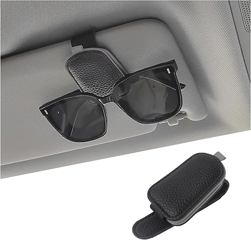 Soporte magnético para lentes de sol para visera de automóvil, clip magnético de cuero para lentes de sol con color frío de colisión, accesorios