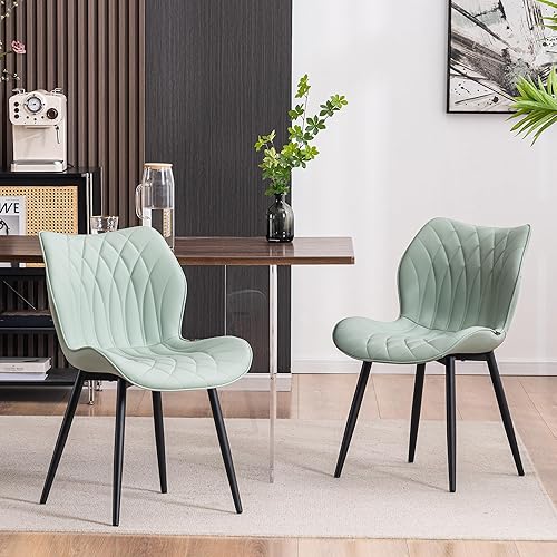 YOUNIKE Juego de 2 sillas de comedor tapizadas de piel sintética, modernas sillas laterales para sala de estar y dormitorio con respaldo de ala y