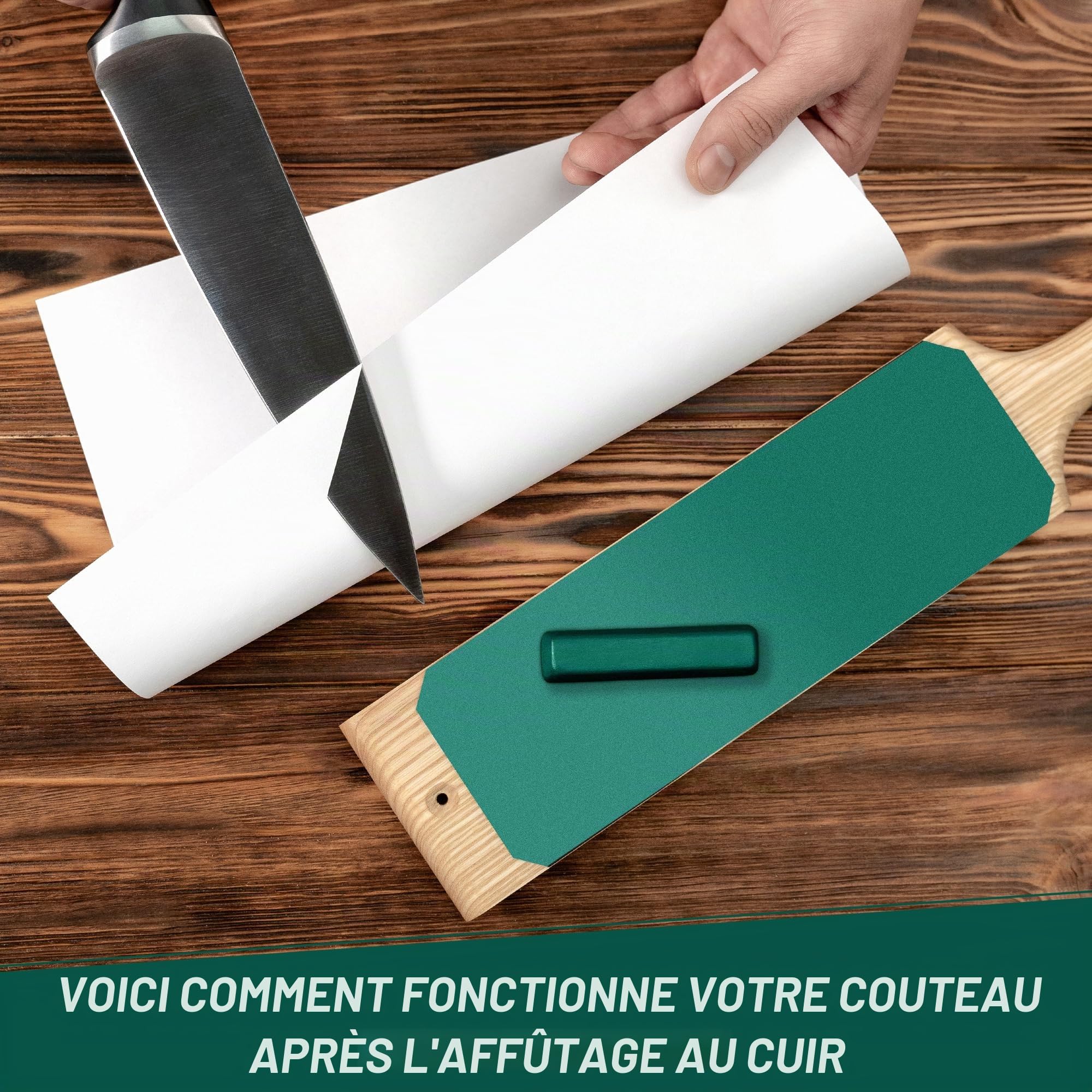 BeaverCraft Kit d'affûtage de couteaux en cuir pour aiguiser les couteaux avec composé d'affûtage LS1P1 Aiguiseur de couteaux en cuir Kit d'affûtage de palette et composé de polissage Bloc d'affûtage
