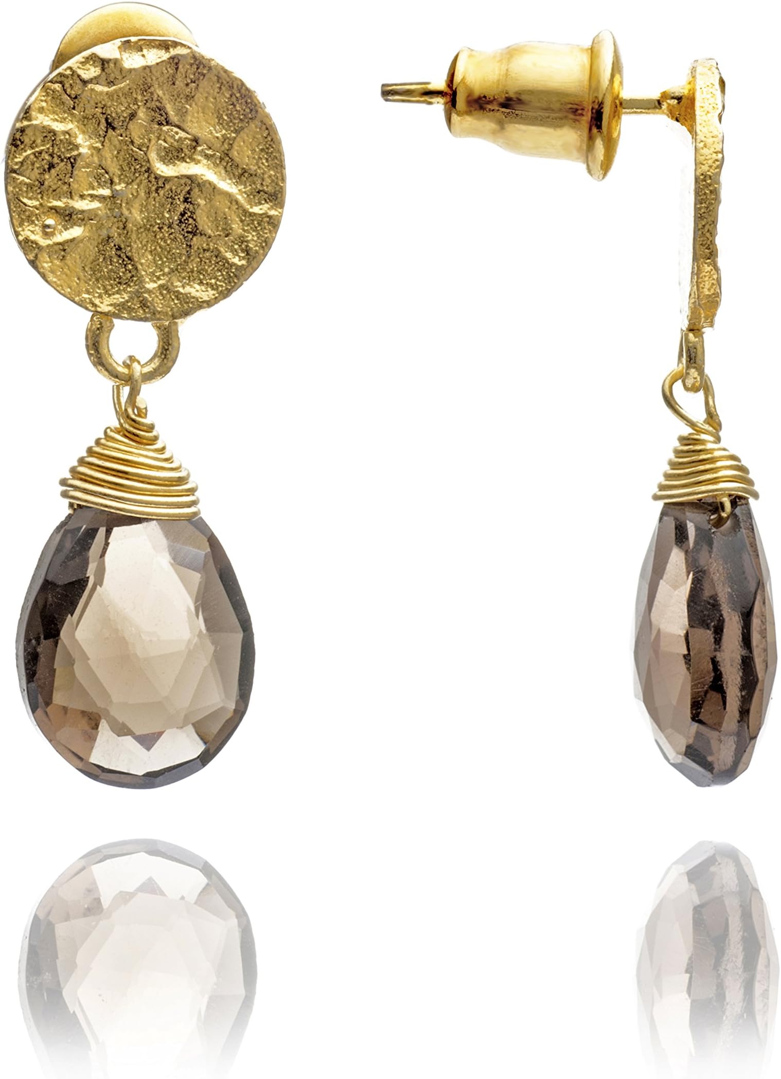 Athena Drop Stone Earrings: Smoky Quartz