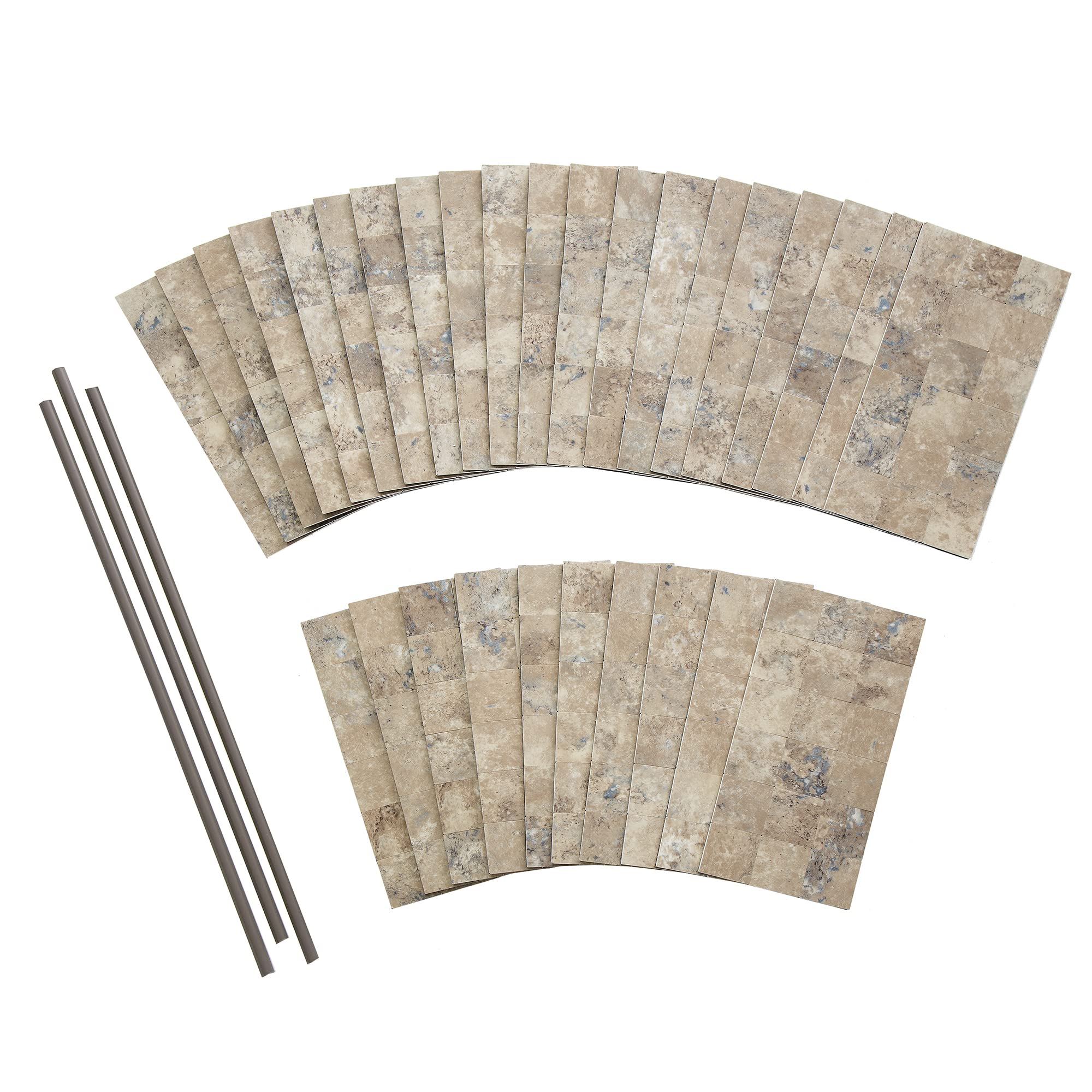 Aspect Peel and Stick Collage Tile in Aged Travertine (15 Sq Ft Kit)