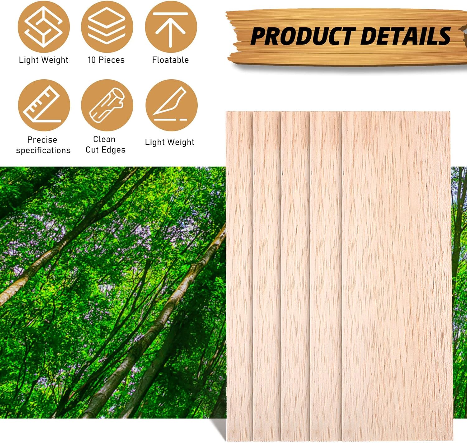 Namalu 20 Pack Balsa Wood Sheets 12 x 4 x 0.12 Inches-3 mm Thick Unfinished Wooden Board Wood Sheets for Crafts House Aircraft Ship Boat Arts Projects DIY Wooden Model Making