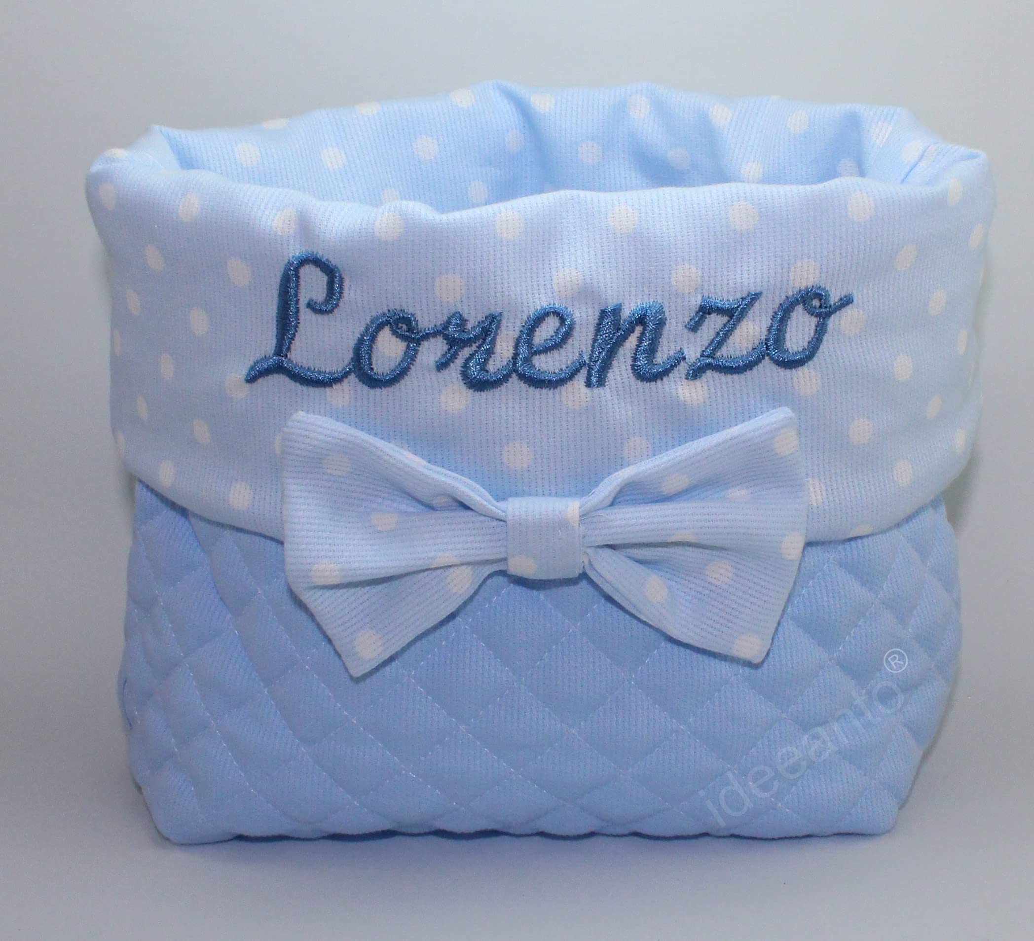 Cesto Nascita Porta prodotti porta oggetti neonato personalizzato con il nome ricamato del tuo bambino/a Made in Italy