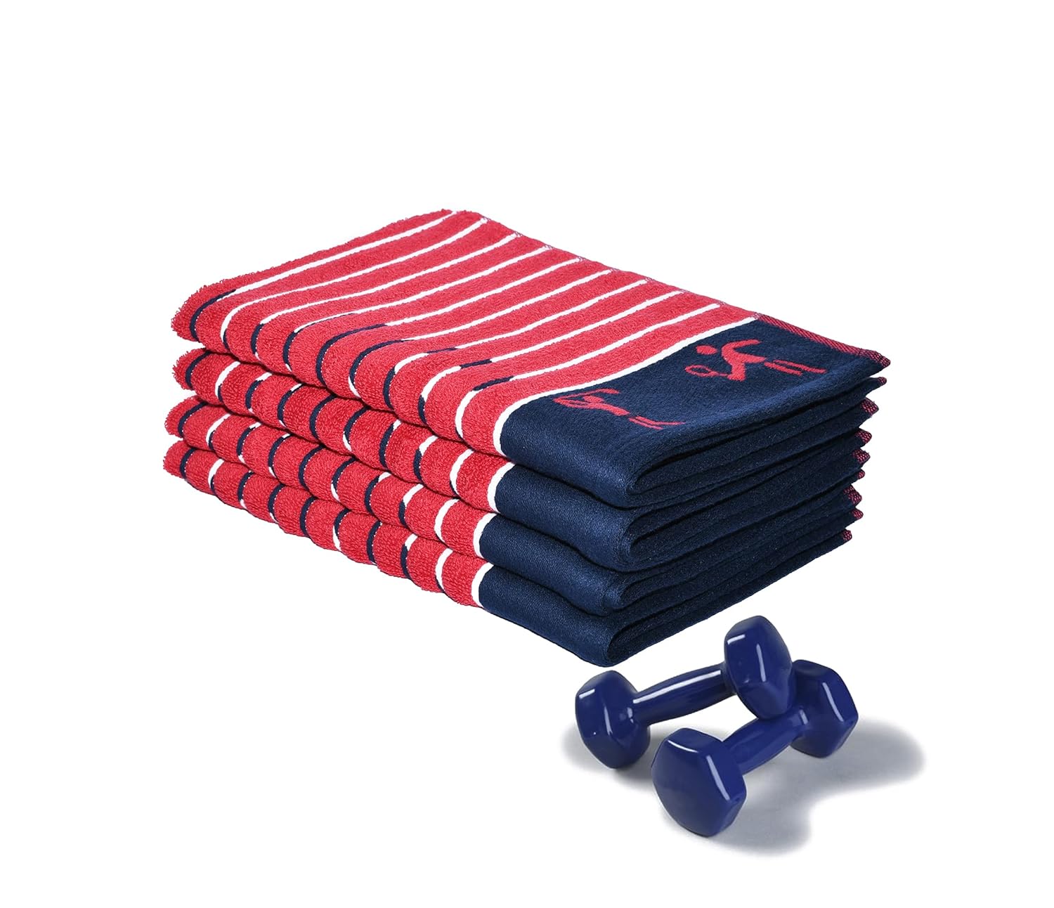 HOMEISH 100 Cotton, Self Design Striped Embossed Sports Hand Towel Set
