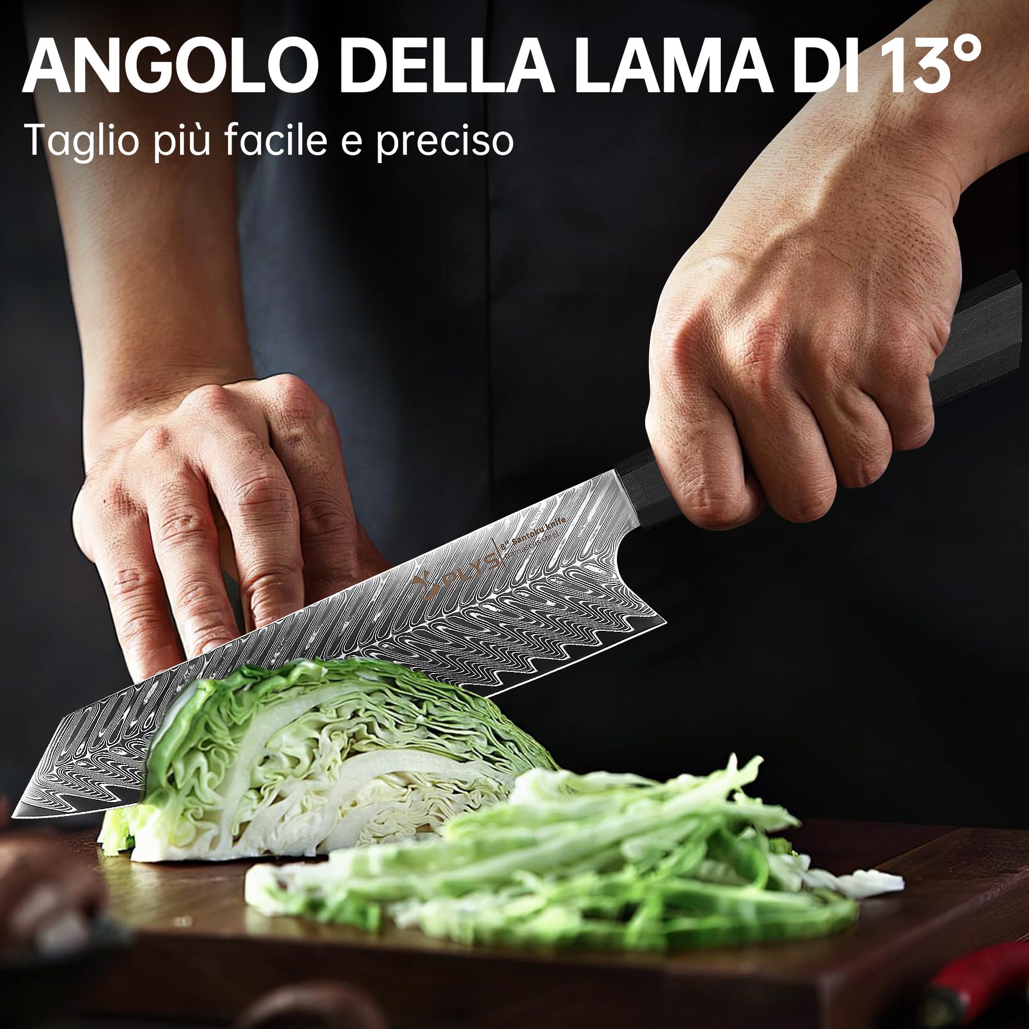 Coltello da Cucina Damasco: Coltello da Chef Kiritsuke 20 cm, Acciaio Damasco 67 Strati, VG10, Manico G10 Ottagonale, Confezione Regalo