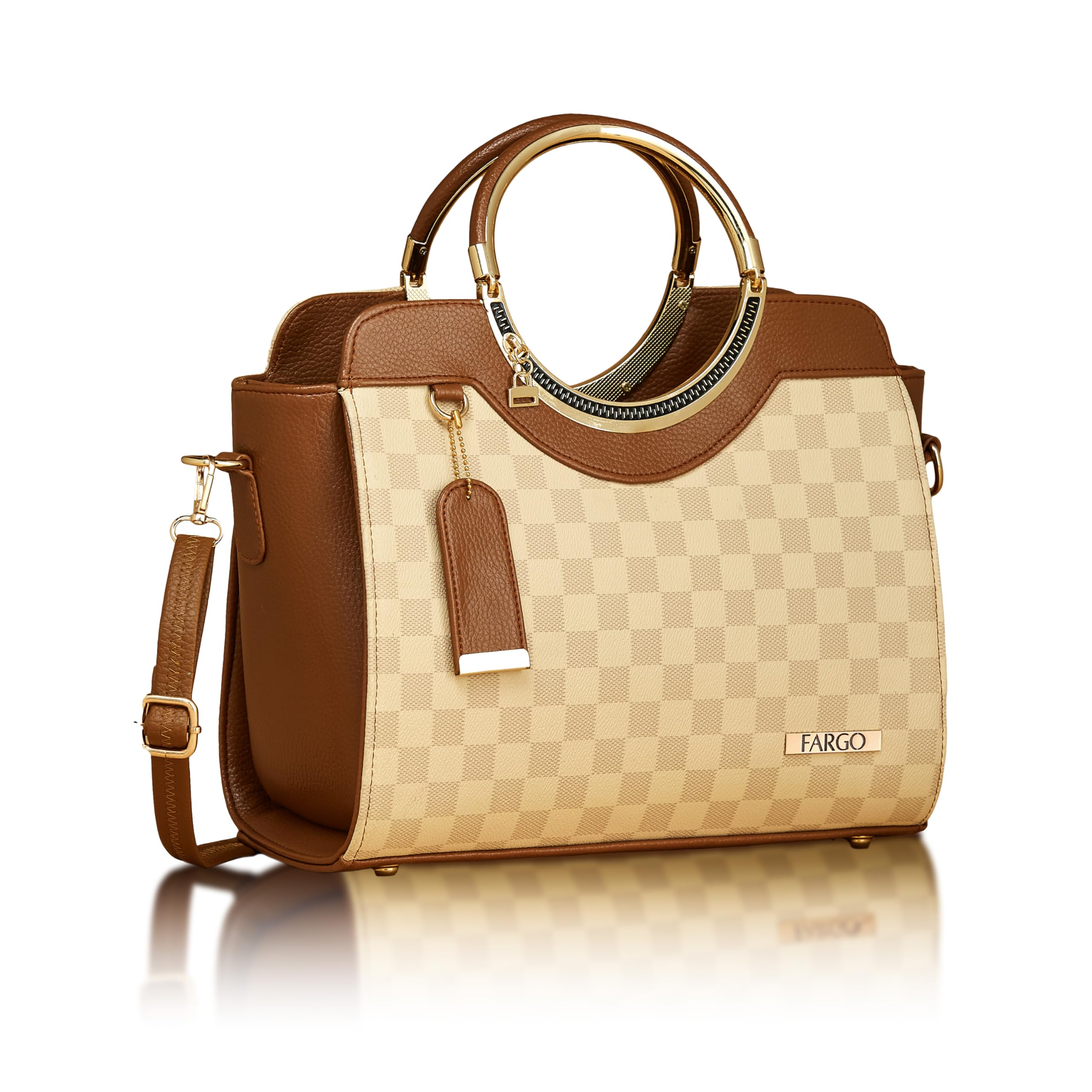 Fargo Women Textured Structured Handheld Bag (Brown) (Beige) (B0DF5GX6X6) Amazon Price History, Amazon Price Tracker