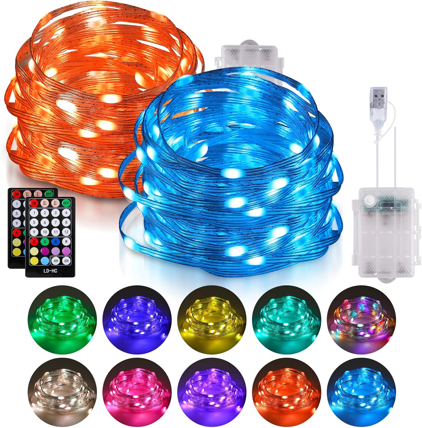 Ooklee Colour Changing Fairy Lights LED String Lights with Remote, 16